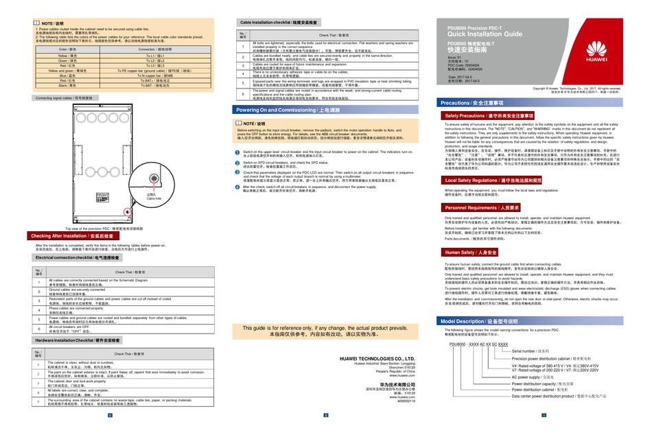 HUAWEI PDU8000 QUICK INSTALLATION MANUAL Pdf Download ManualsLib