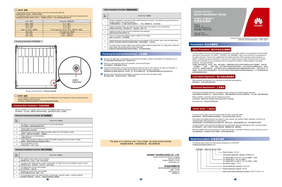 HUAWEI PDU8000 QUICK INSTALLATION MANUAL Pdf Download ManualsLib