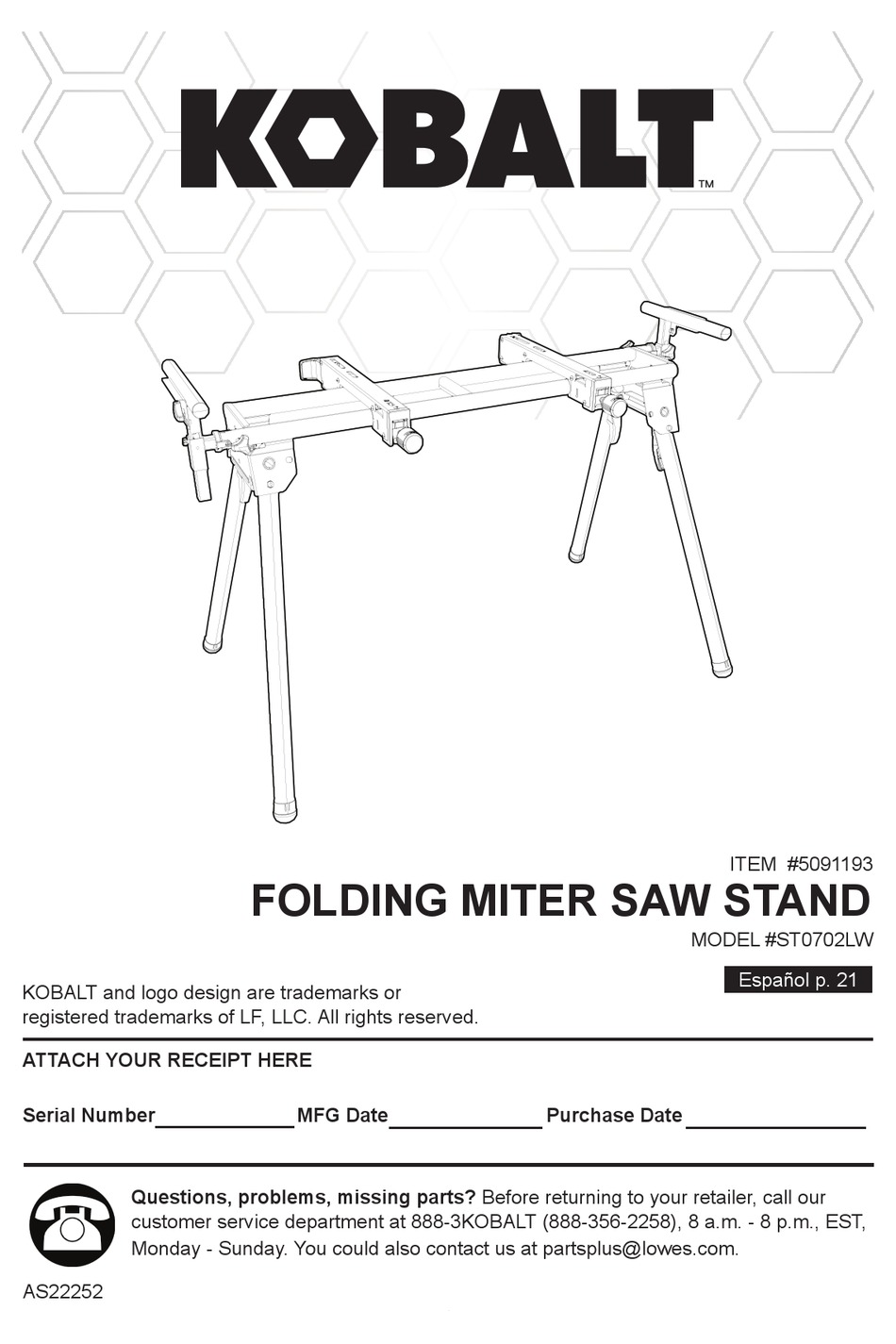 KOBALT ST0702LW MANUAL Pdf Download ManualsLib