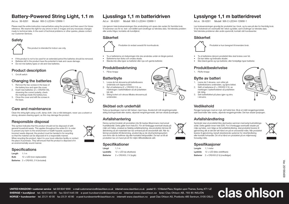 CLAS OHLSON WXCLED4412WW1 INSTRUCTION MANUAL Pdf Download ManualsLib