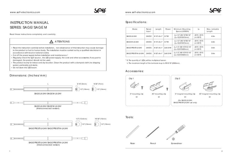 SEIF SAGE SERIES INSTRUCTION MANUAL Pdf Download ManualsLib
