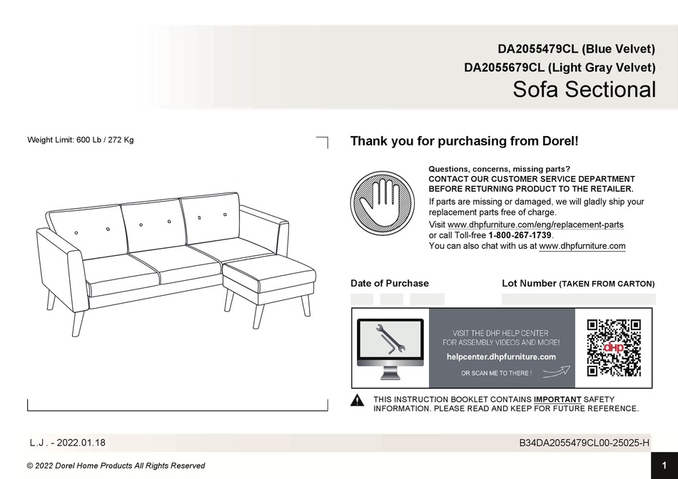 DOREL HOME PRODUCTS DA2055479CL INSTRUCTION BOOKLET Pdf Download