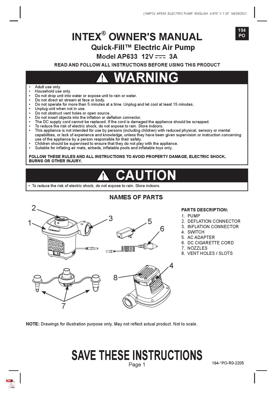 INTEX QUICK-FILL AP633 OWNER'S MANUAL Pdf Download | ManualsLib