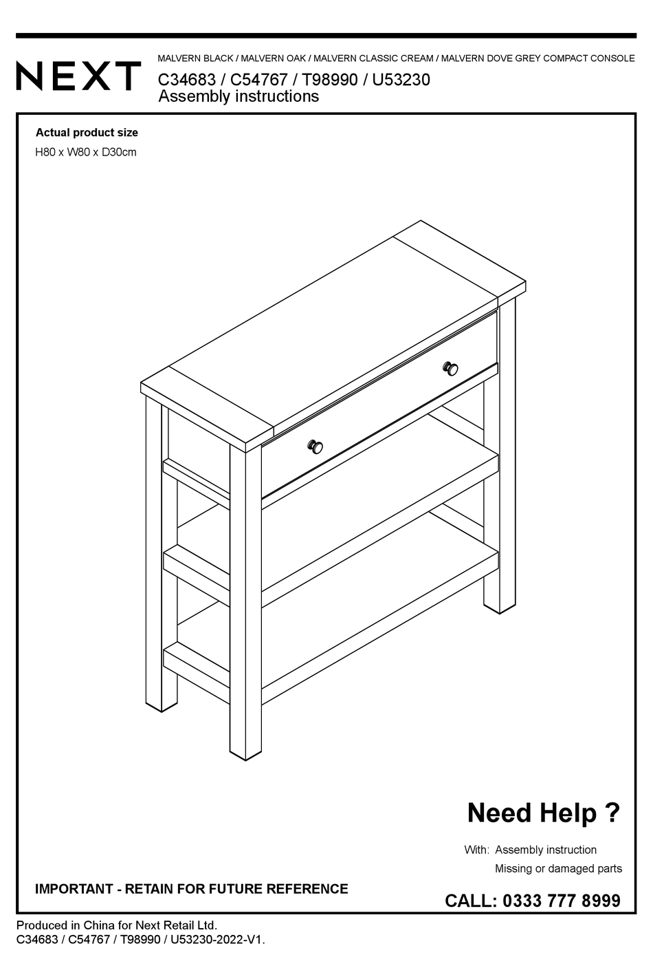NEXT MALVERN C34683 ASSEMBLY INSTRUCTIONS MANUAL Pdf Download ManualsLib