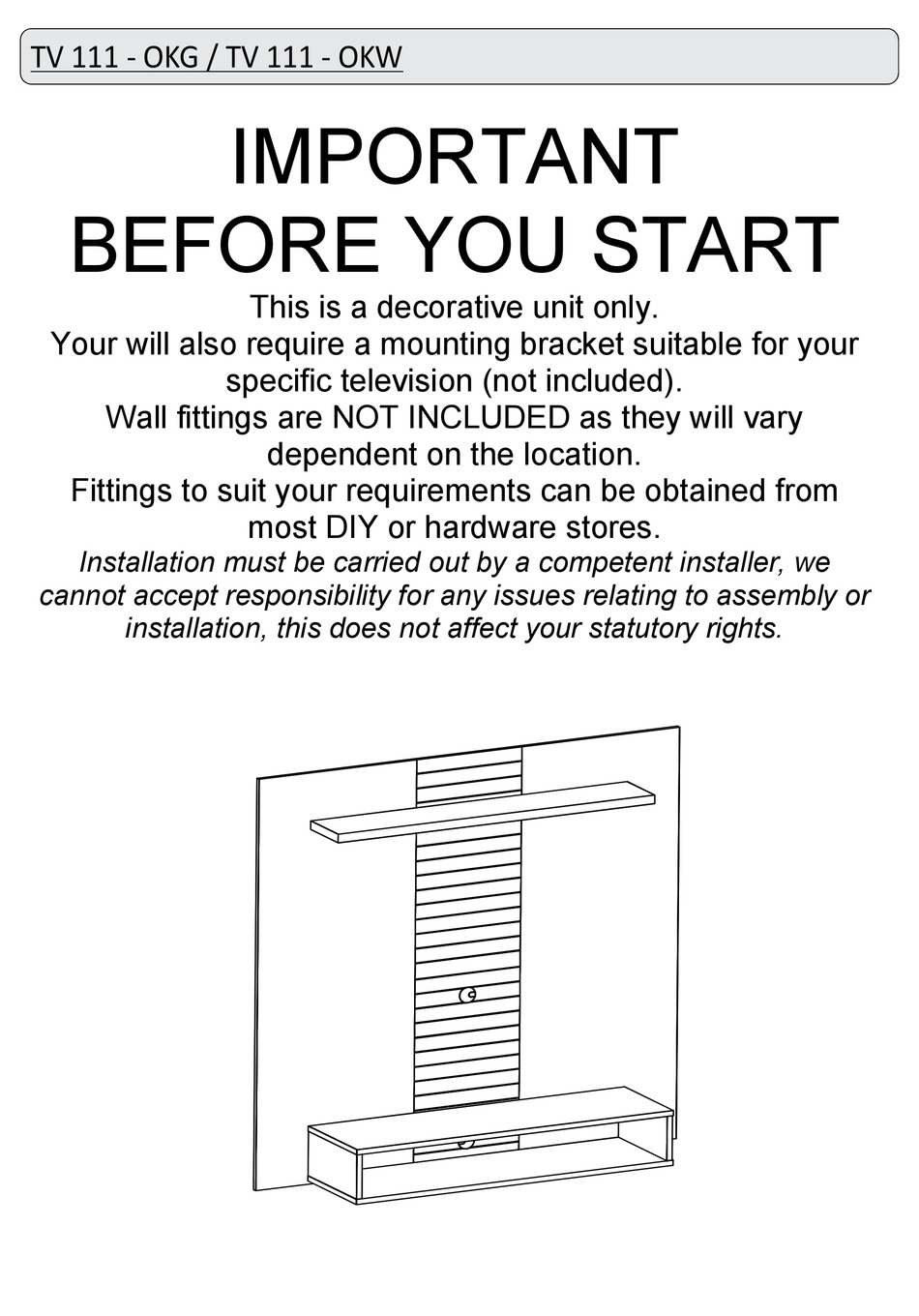 CORE PRODUCTS TV 111 OKG QUICK START MANUAL Pdf Download ManualsLib