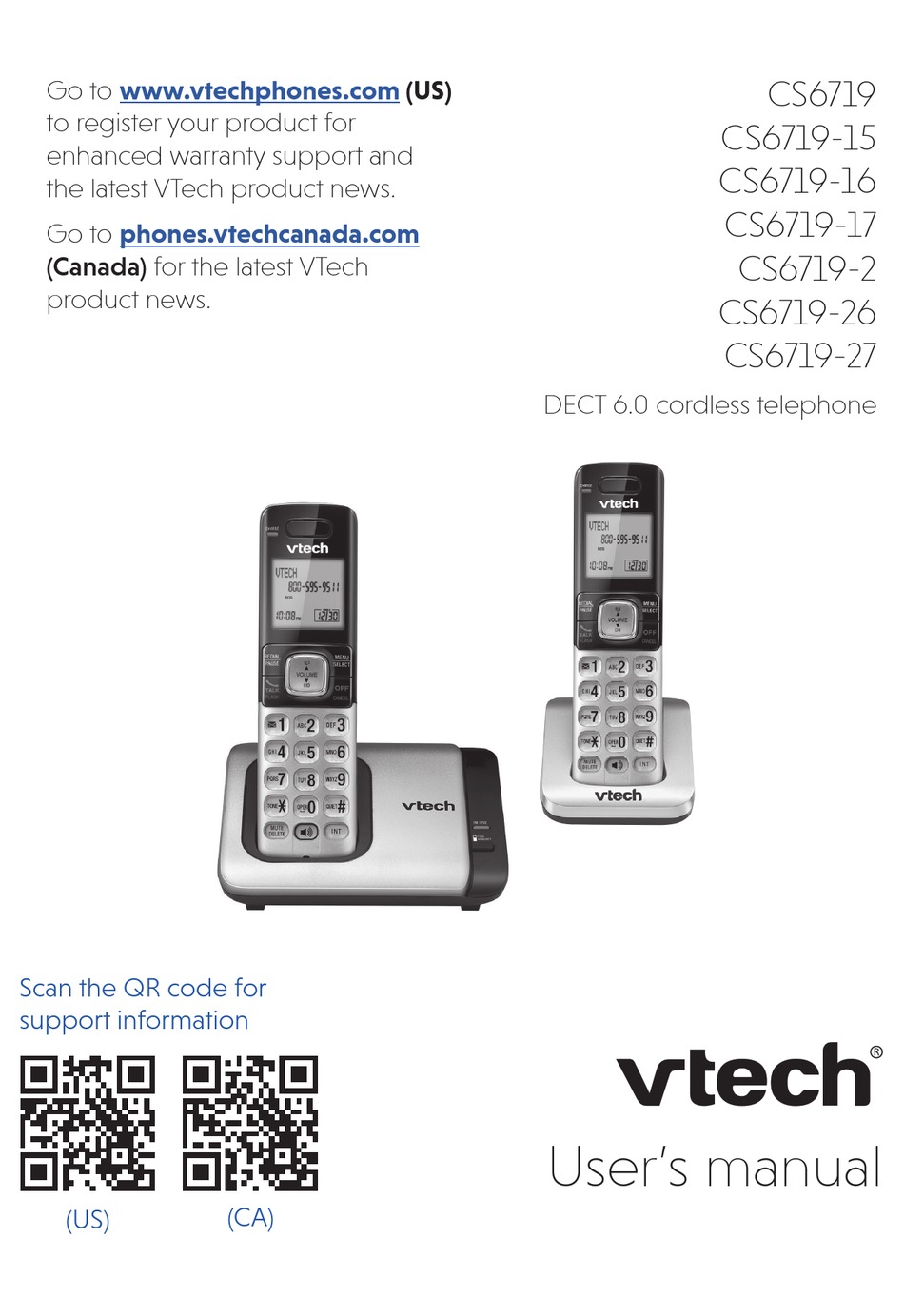 VTECH CS6719 USER MANUAL Pdf Download ManualsLib