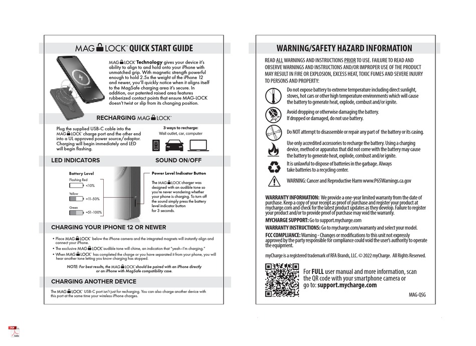 MYCHARGE MAGLOCK SUPERHERO QUICK START MANUAL Pdf Download ManualsLib