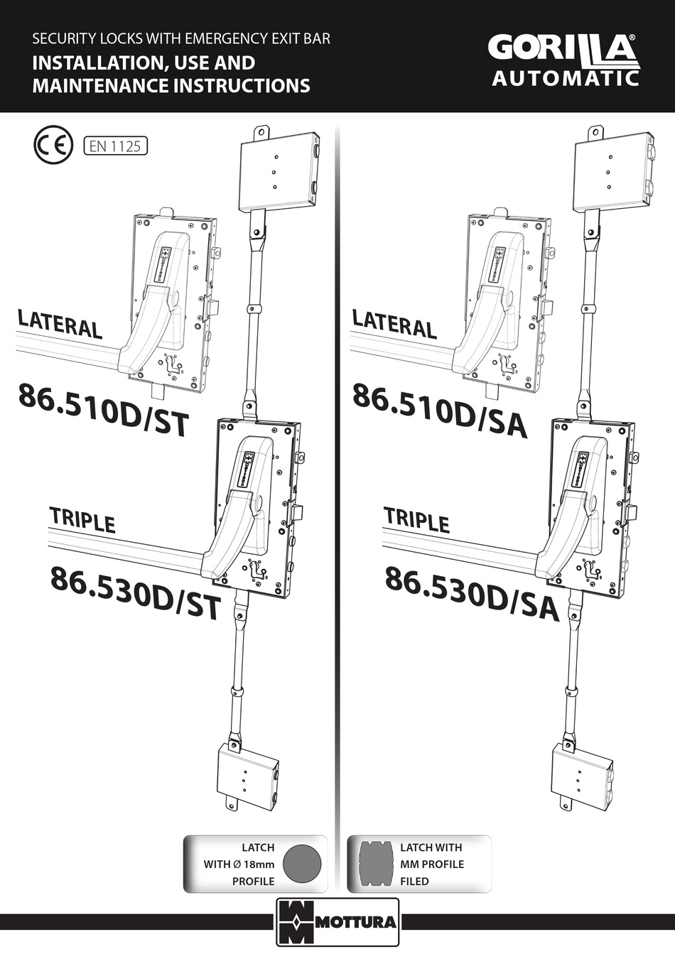 MOTTURA GORILLA AUTOMATIC 86510D/SA INSTALLATION, USE AND MAINTENANCE INSTRUCTIONS Pdf Download