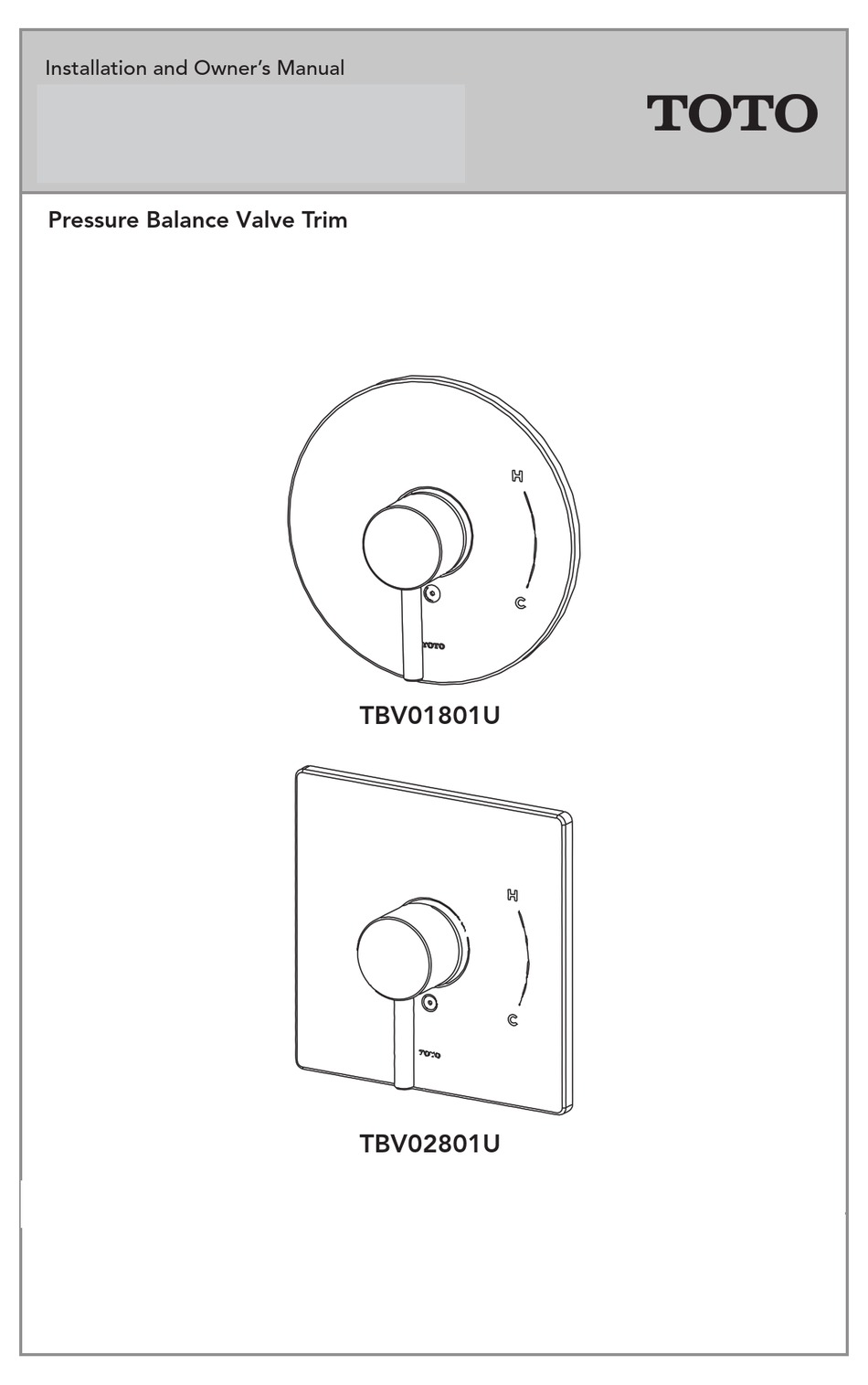 TOTO TBV U INSTALLATION AND OWNER S MANUAL Pdf Download ManualsLib