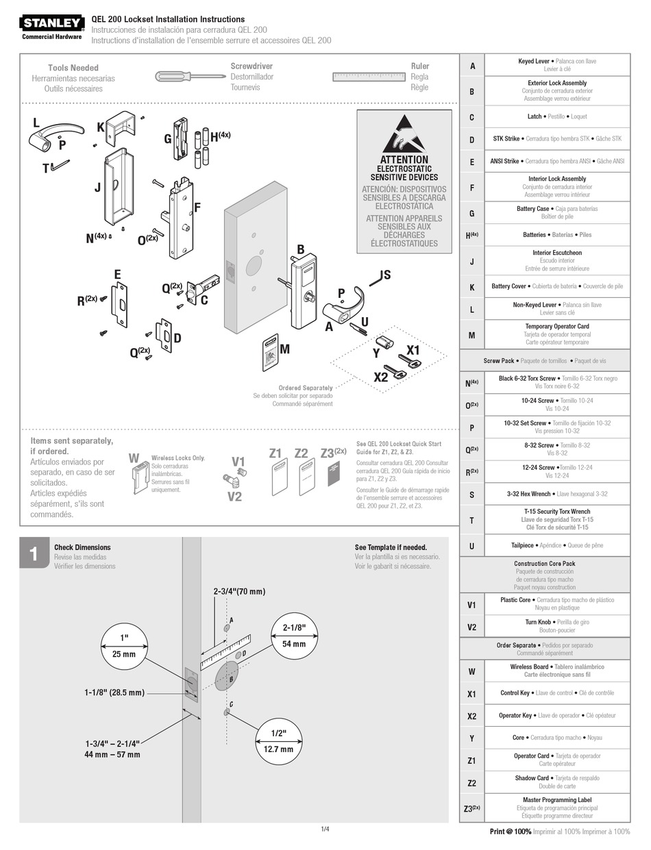 STANLEY QEL 200 INSTALLATION INSTRUCTIONS Pdf Download ManualsLib
