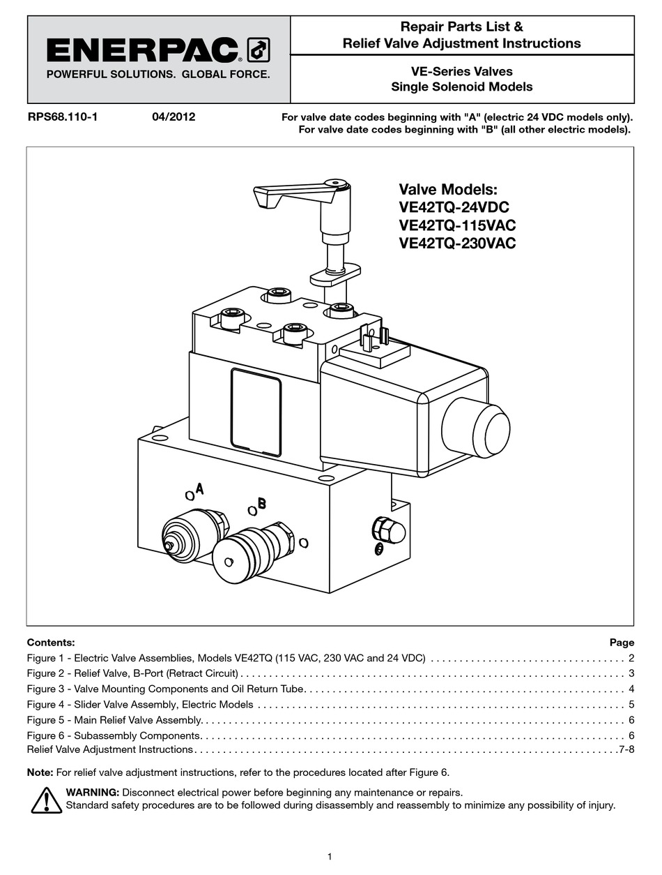 ENERPAC VE SERIES REPAIR PARTS LIST MANUAL Pdf Download ManualsLib