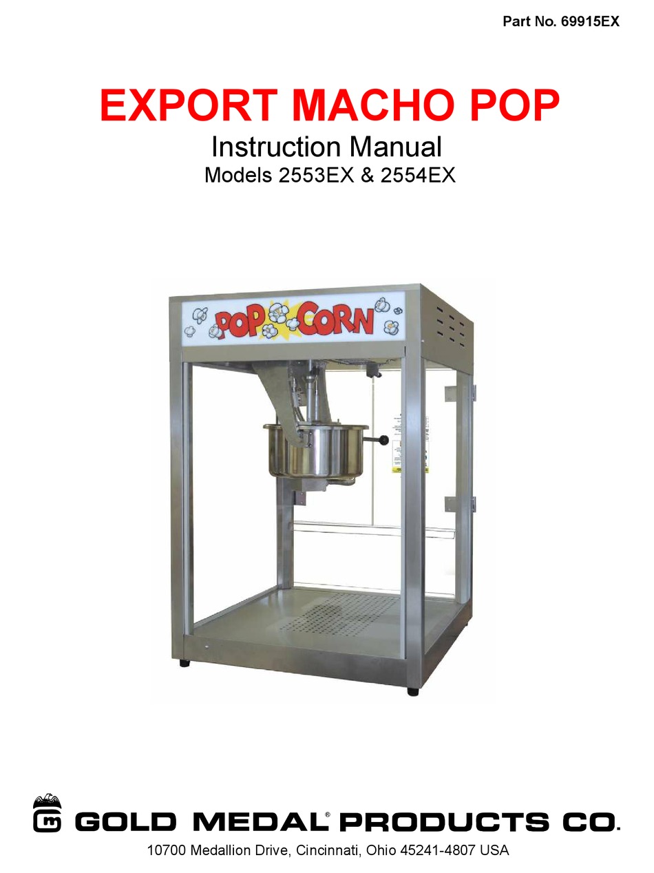 GOLD MEDAL EXPORT MACHO POP 2553EX INSTRUCTION MANUAL Pdf Download ManualsLib