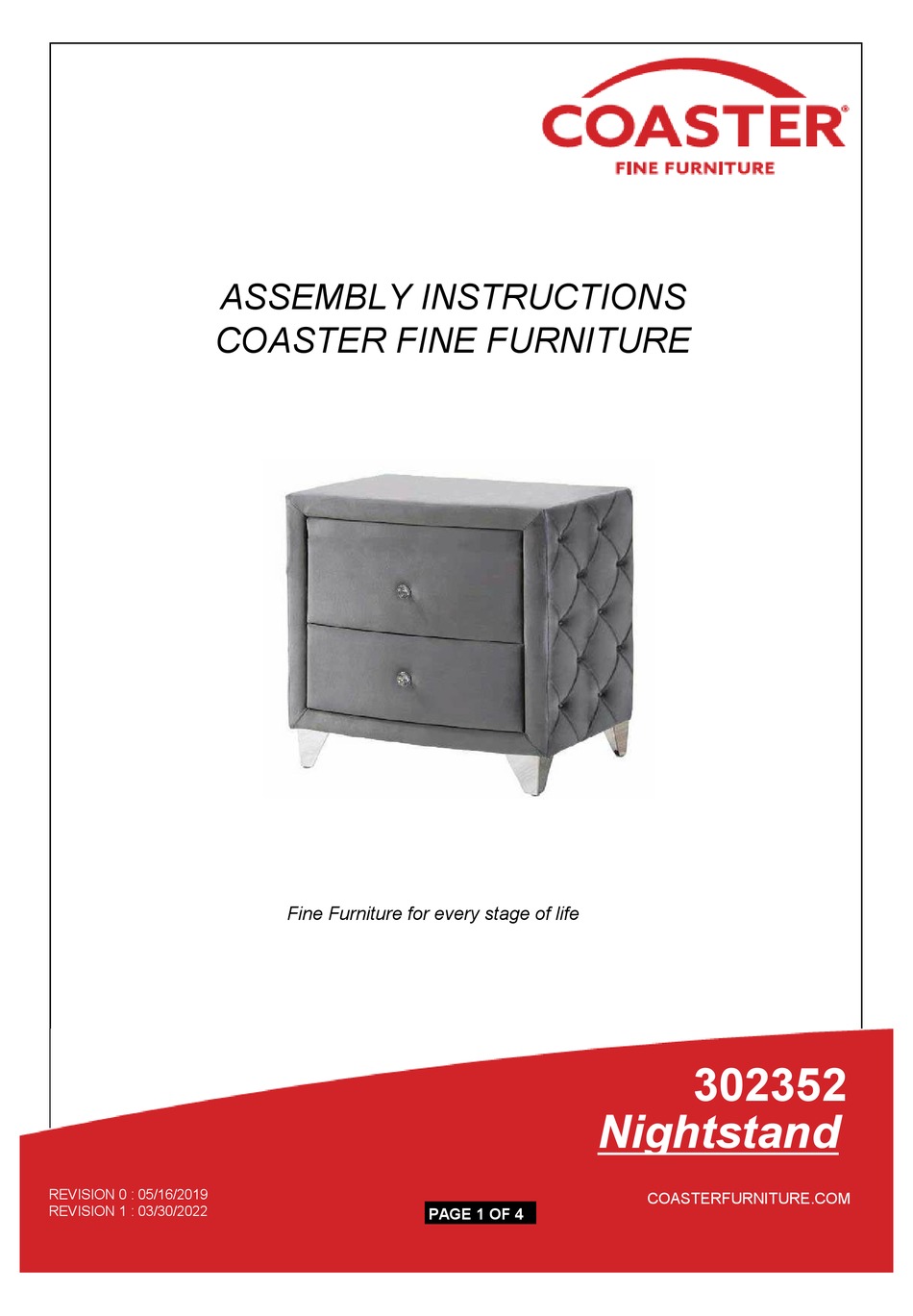 COASTER NIGHTSTAND 302352 ASSEMBLY INSTRUCTIONS Pdf Download ManualsLib