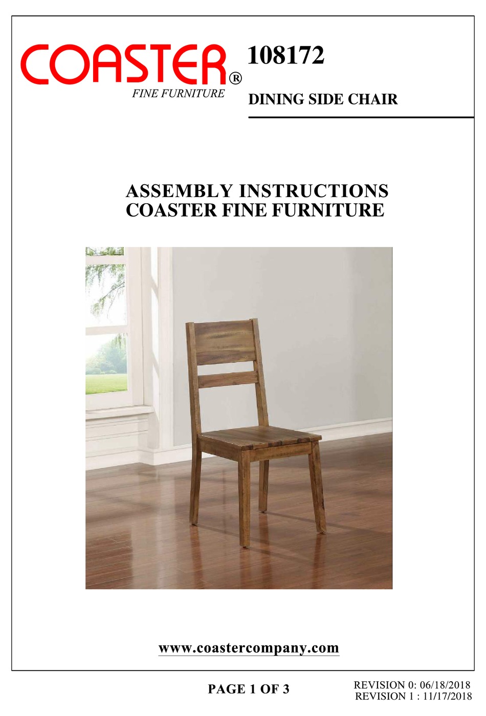 COASTER 108172 ASSEMBLY INSTRUCTIONS Pdf Download ManualsLib