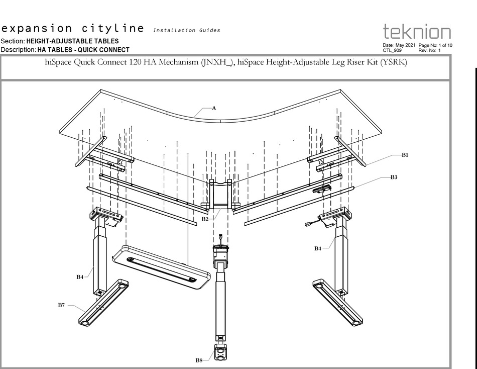 TEKNION EXPANSION CITYLINE HISPACE QUICK CONNECT 120 HA MECHANISM JNXH