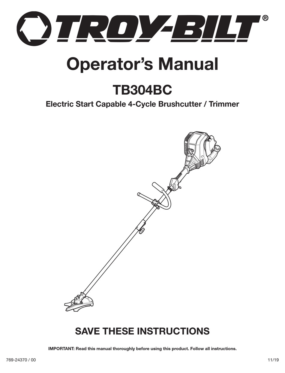 TROYBILT TB304BC OPERATOR'S MANUAL Pdf Download ManualsLib