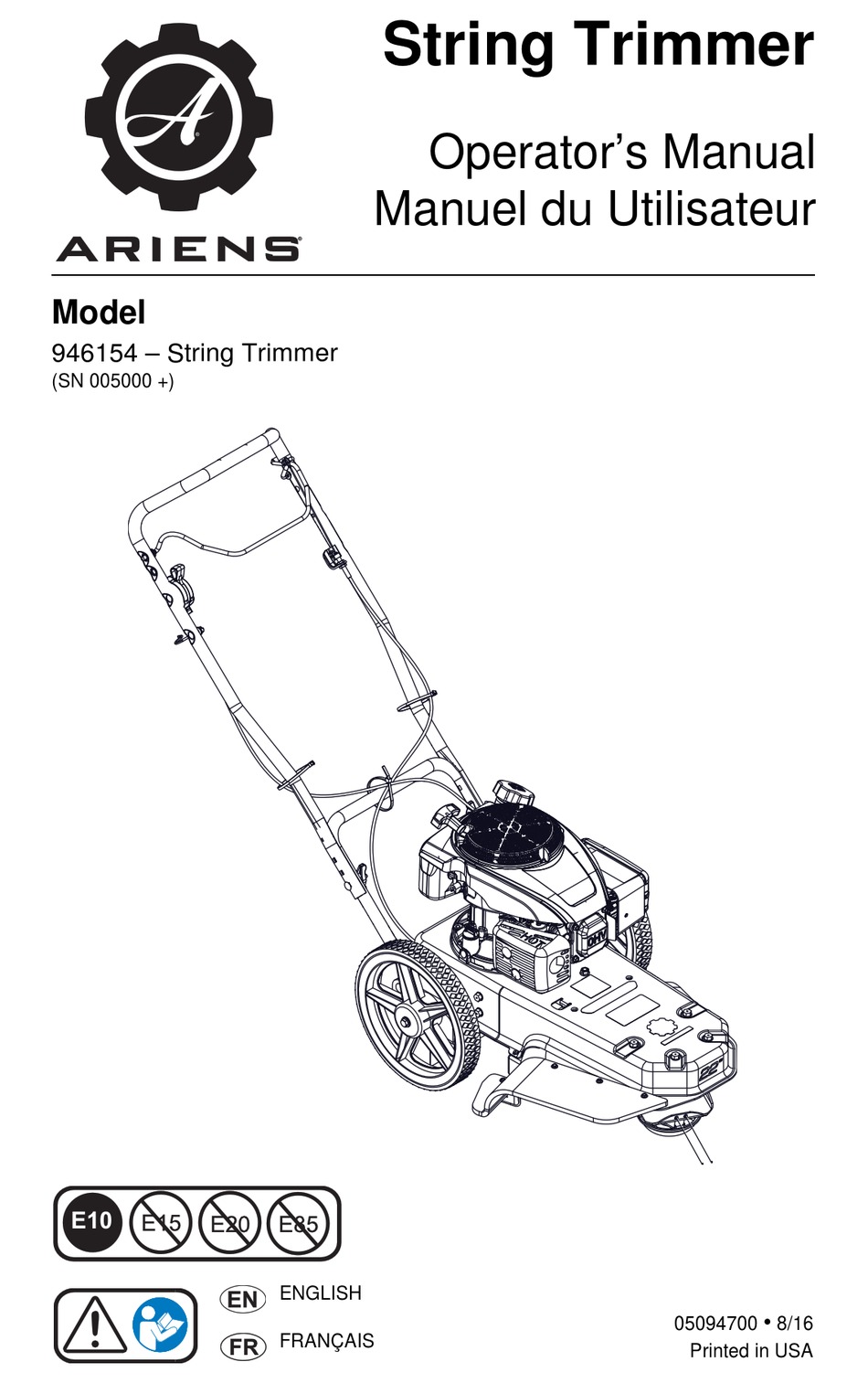 ARIENS 946154 OPERATOR