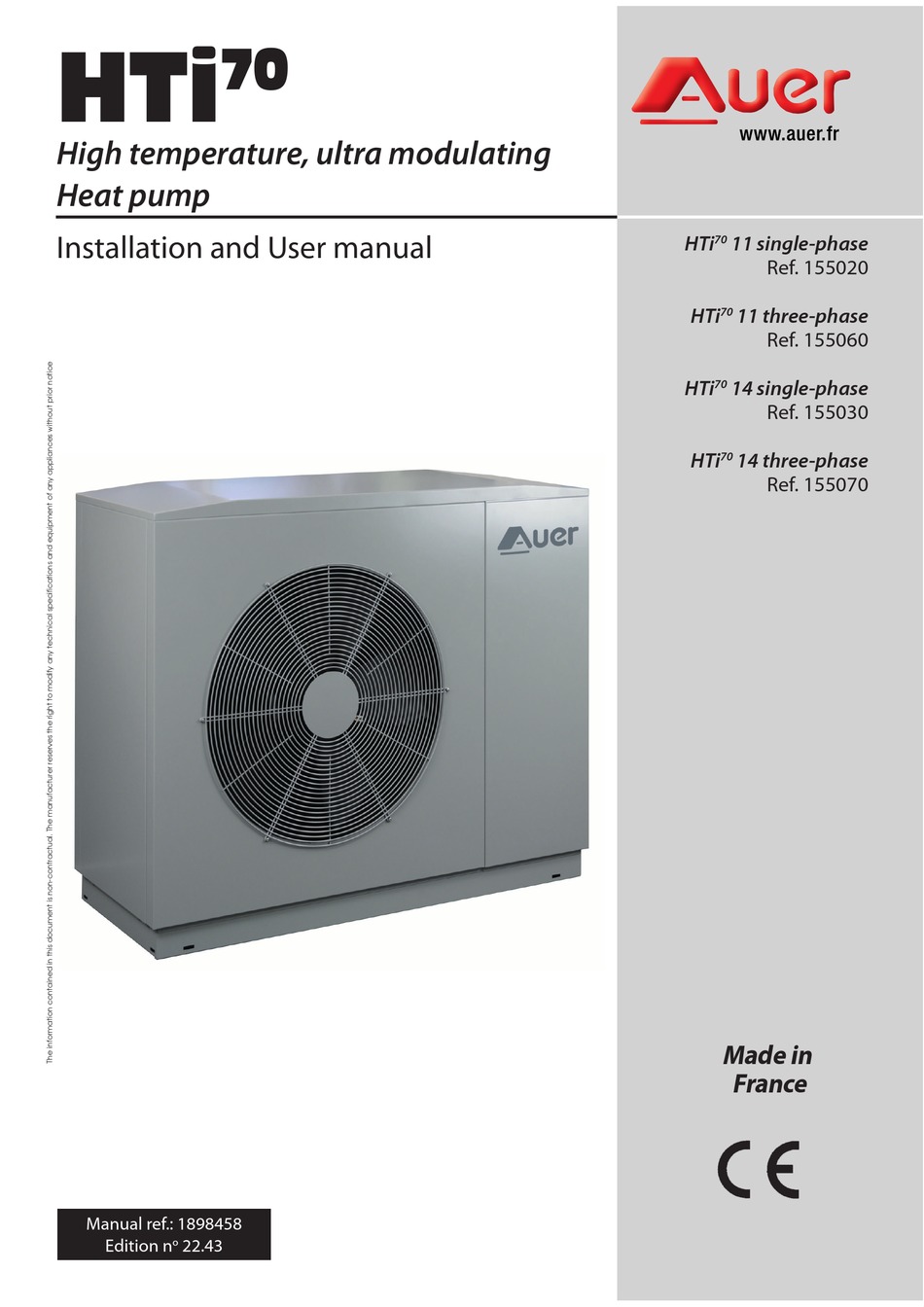 AUER HTI70 11 INSTALLATION AND USER MANUAL Pdf Download | ManualsLib