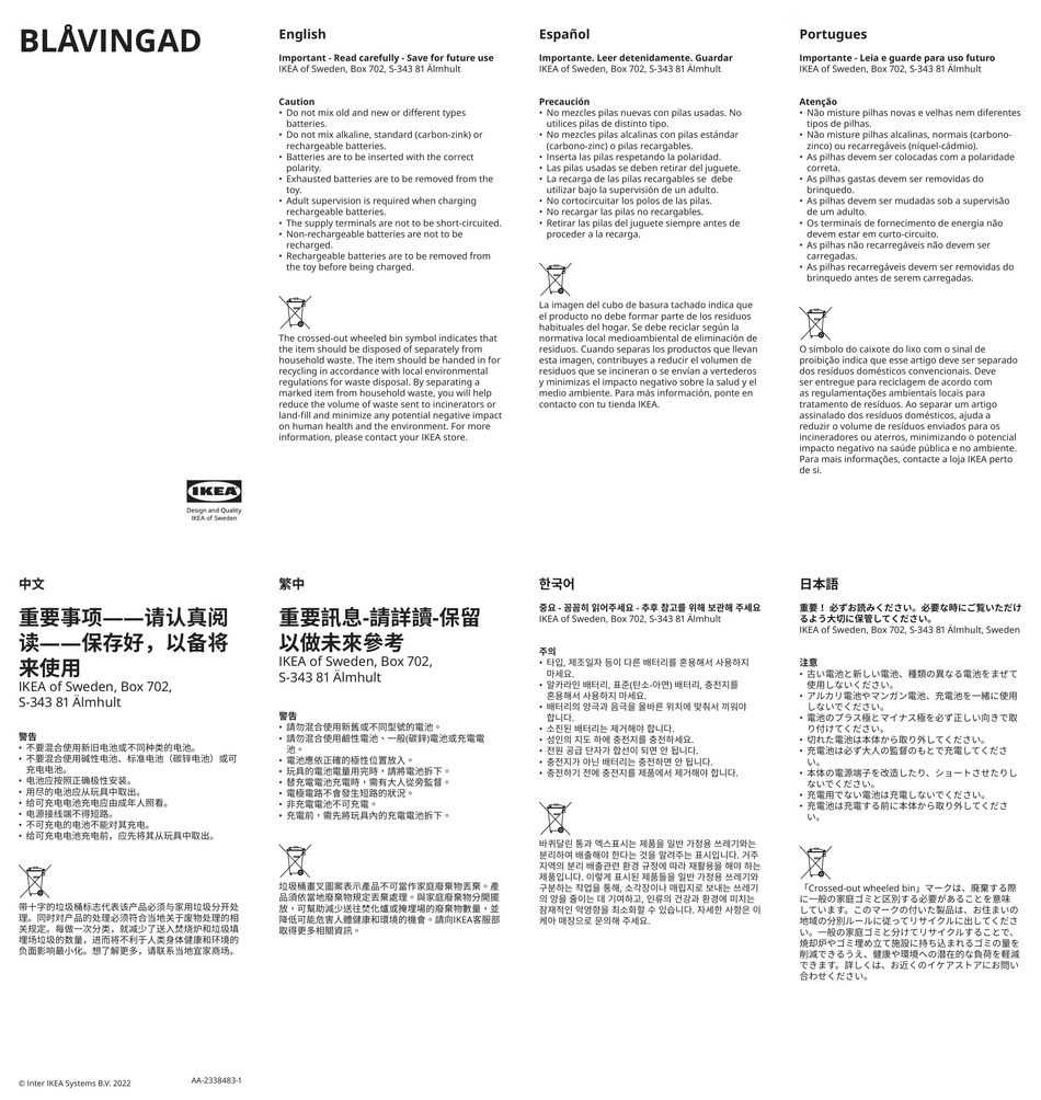 IKEA BLAVINGAD QUICK START MANUAL Pdf Download | ManualsLib