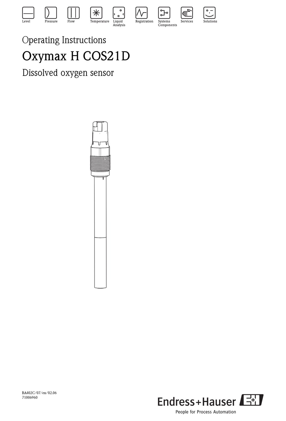 ENDRESS+HAUSER OXYMAX H COS21D OPERATING INSTRUCTIONS MANUAL Pdf
