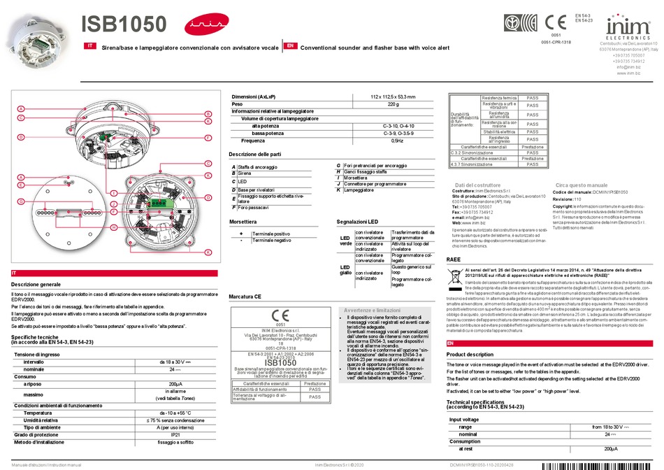 INIM ELECTRONICS IRIS ISB1050 INSTRUCTION MANUAL Pdf Download ManualsLib
