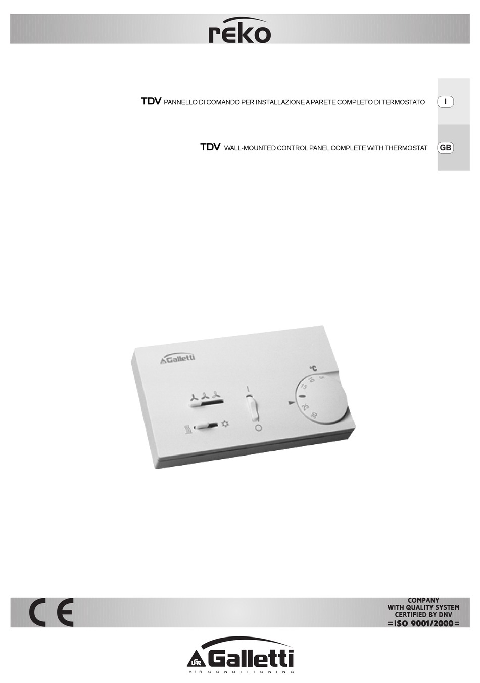 GALLETTI REKO TDV MANUAL Pdf Download | ManualsLib
