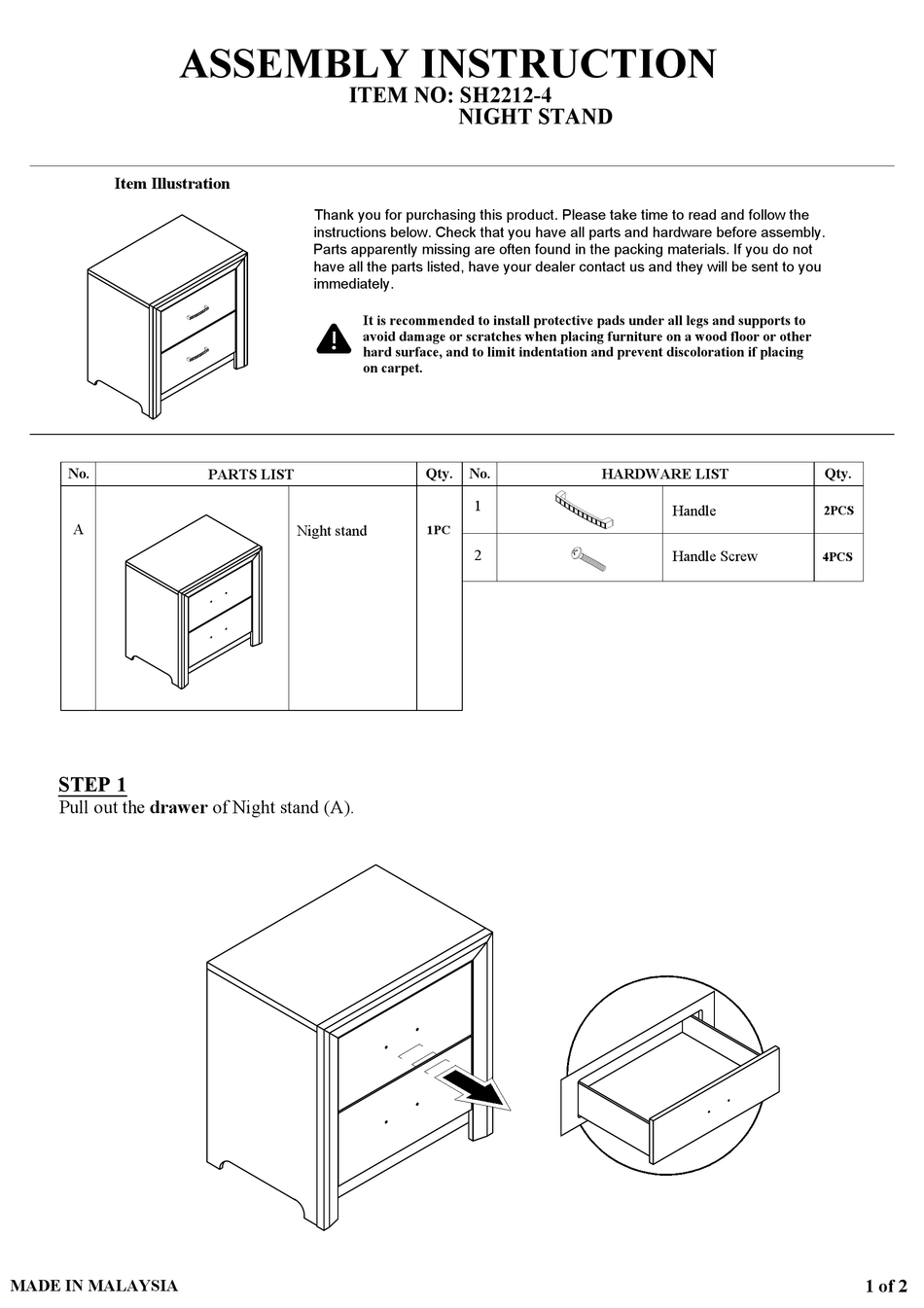 HOMELEGANCE SH22124 ASSEMBLY INSTRUCTION Pdf Download ManualsLib