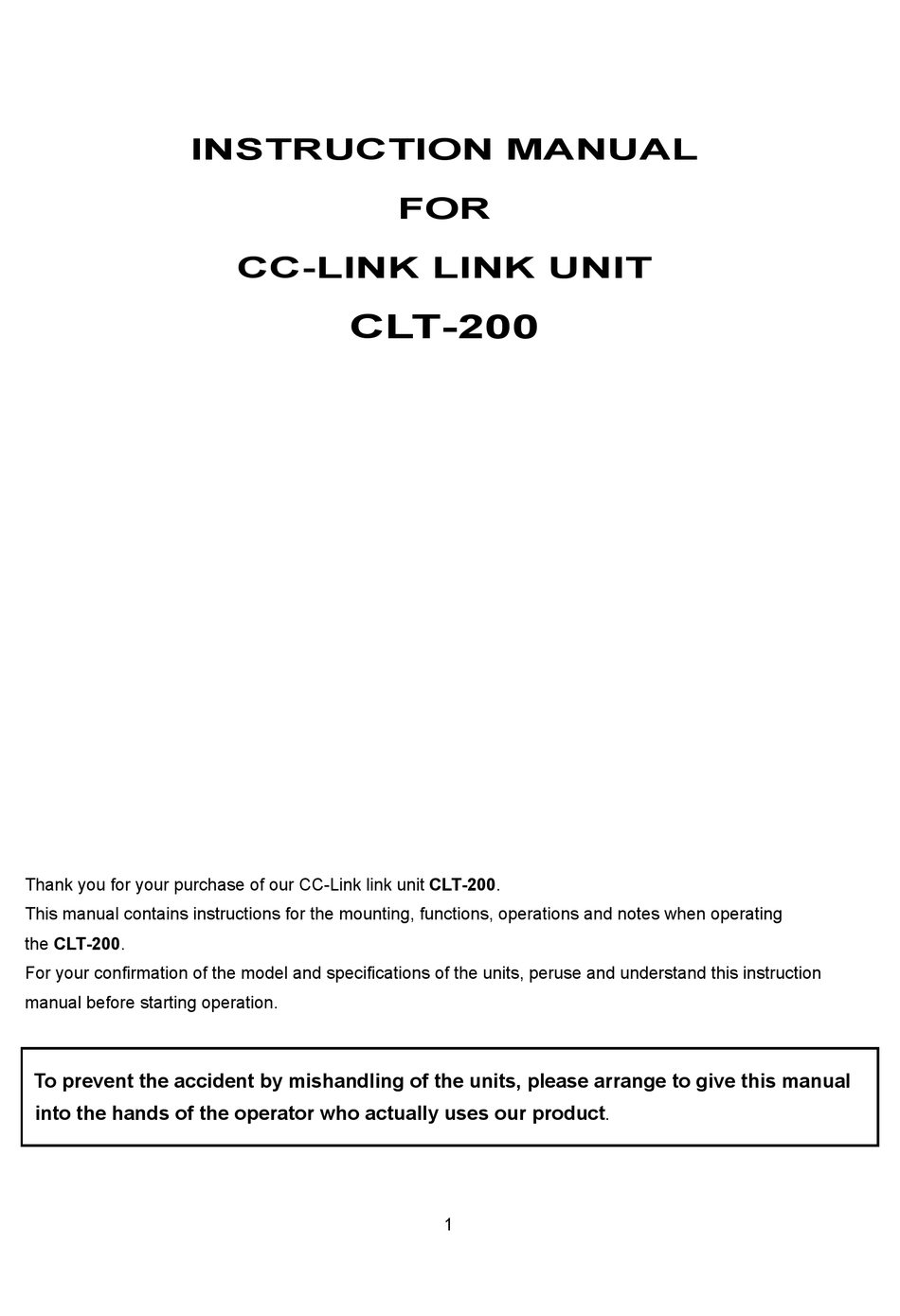 SHINKO CLT-200 INSTRUCTION MANUAL Pdf Download | ManualsLib