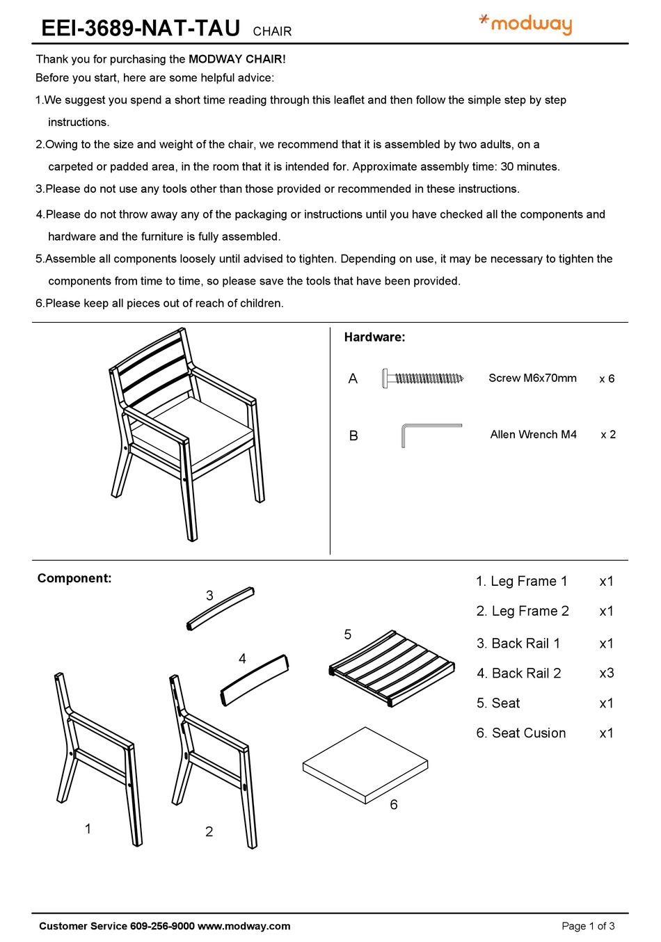 MODWAY EEI3689NATTAU ASSEMBLY INSTRUCTIONS Pdf Download ManualsLib