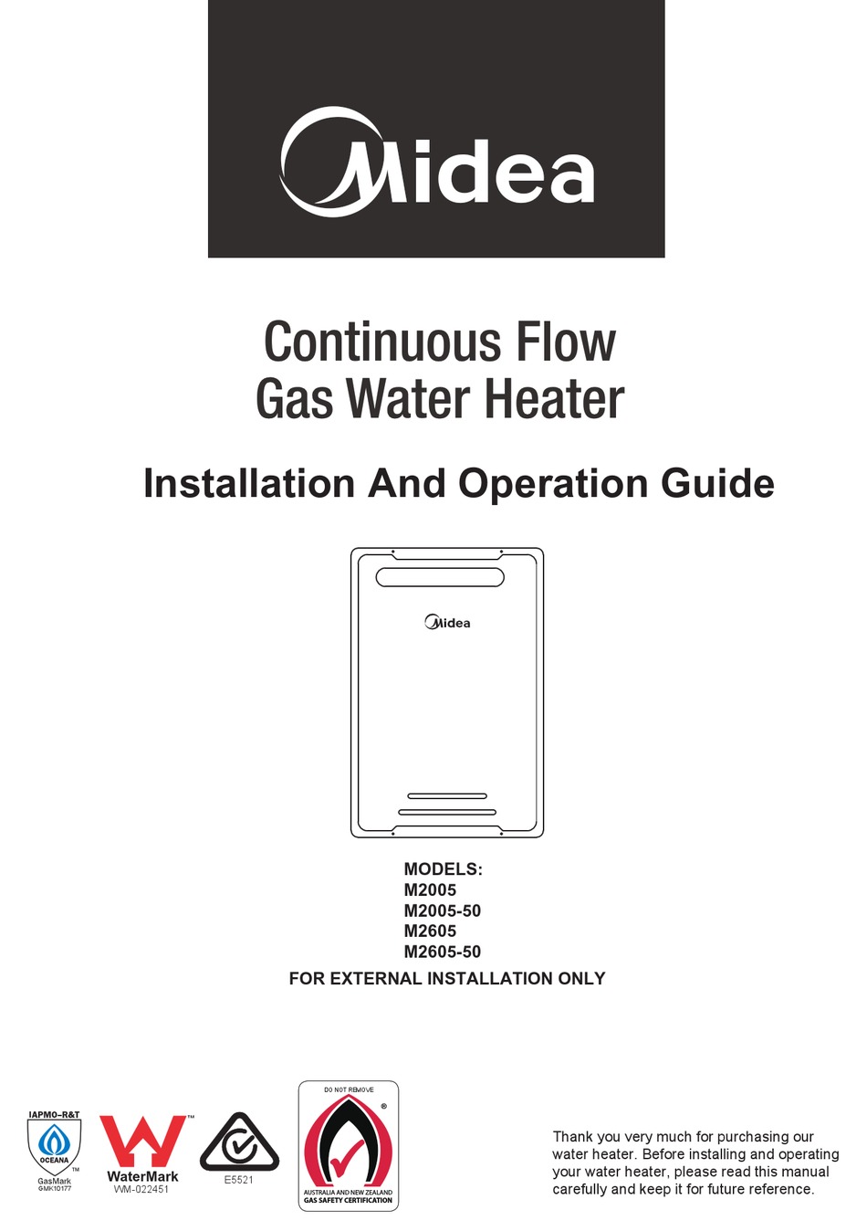 MIDEA M2005 INSTALLATION AND OPERATION MANUAL Pdf Download ManualsLib