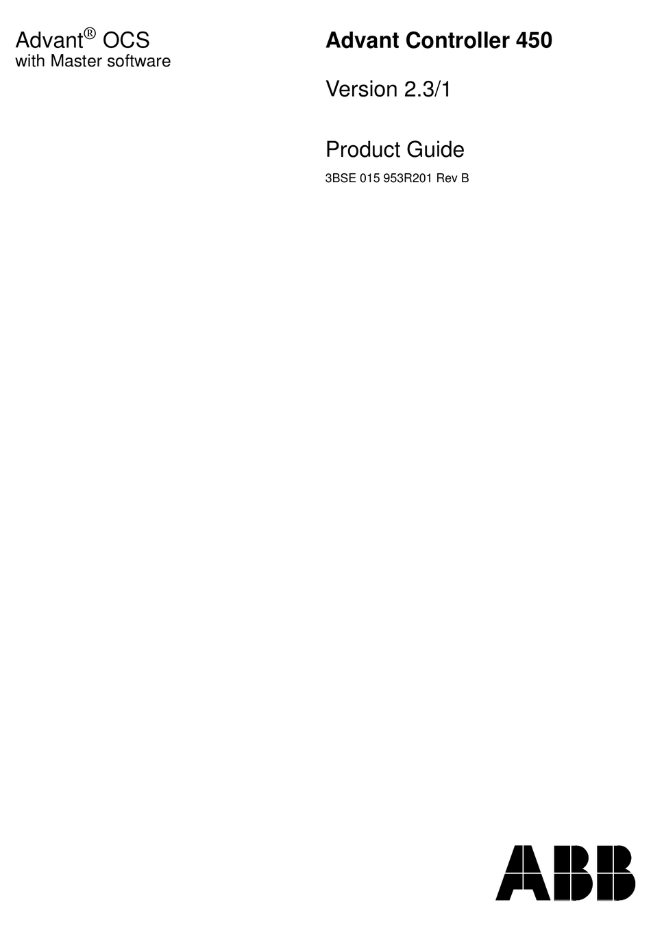ABB ADVANT CONTROLLER 450 PRODUCT MANUAL Pdf Download ManualsLib