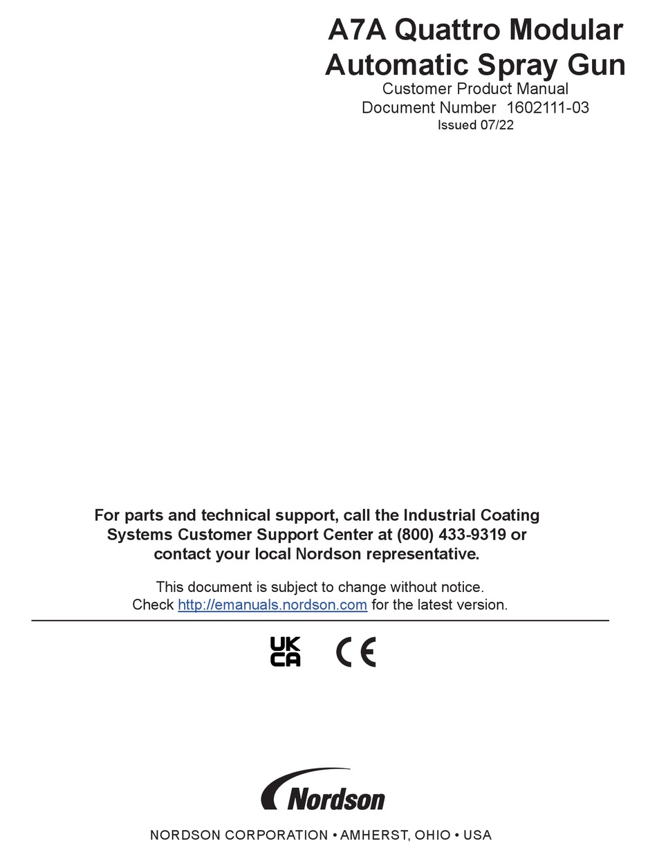 NORDSON A7A QUATTRO MODULAR CUSTOMER PRODUCT MANUAL Pdf Download