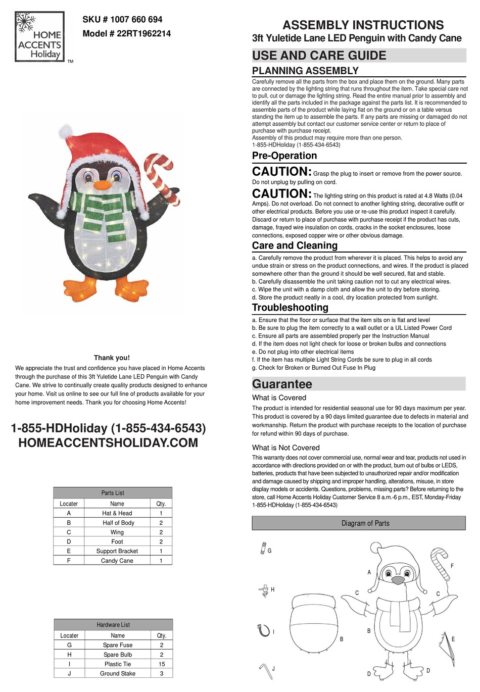 HOME ACCENTS HOLIDAY 22RT1962214 ASSEMBLY INSTRUCTIONS Pdf Download