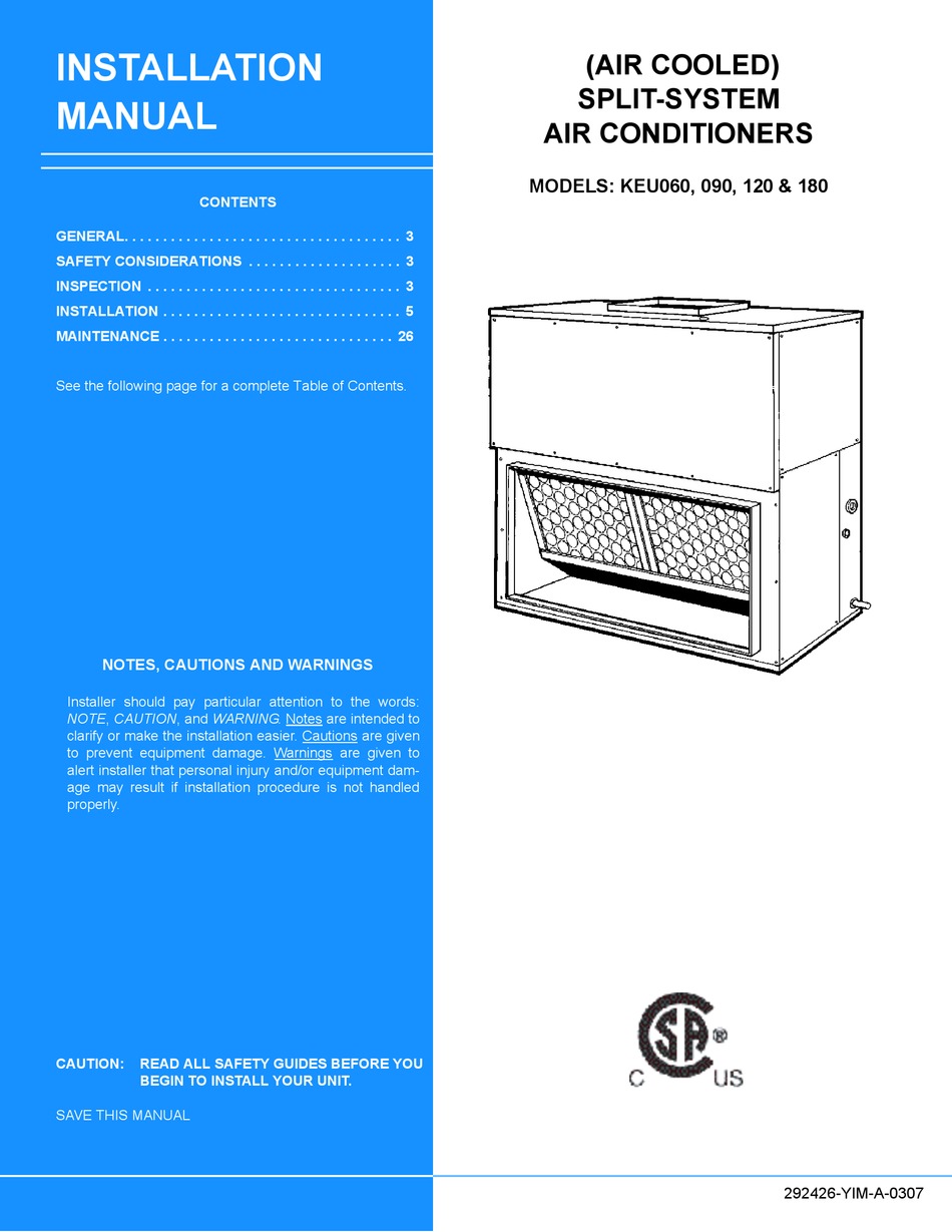UNITARY PRODUCTS GROUP KEU060 INSTALLATION MANUAL Pdf Download ManualsLib