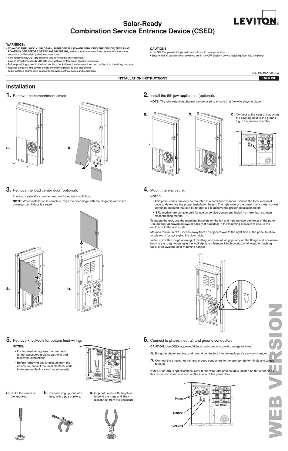 LEVITON PKA341910005A INSTALLATION INSTRUCTIONS Pdf Download