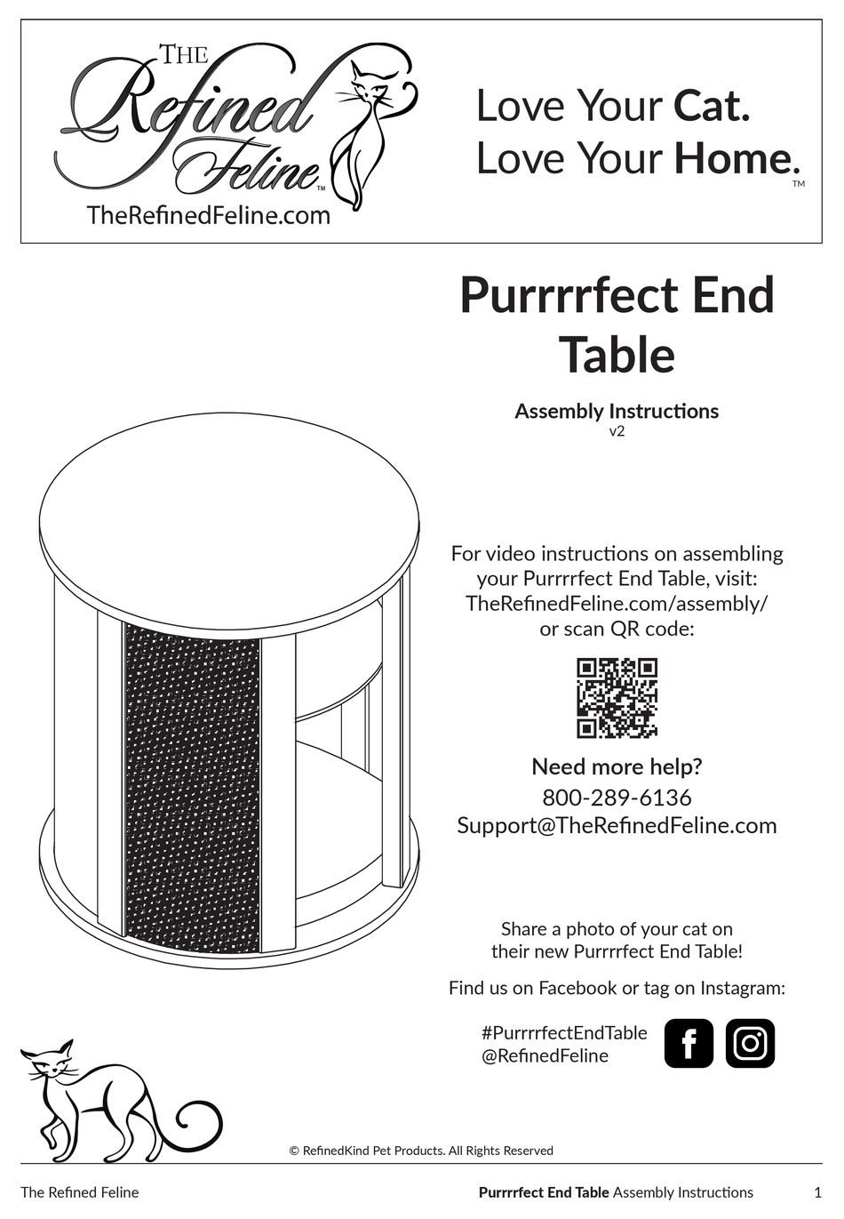REFINED FELINE PURRRRFECT END TABLE ASSEMBLY INSTRUCTIONS MANUAL Pdf