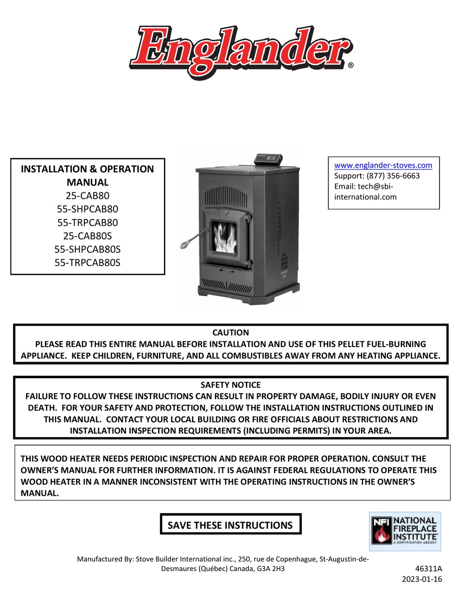 ENGLANDER 25CAB80 INSTALLATION & OPERATION MANUAL Pdf Download