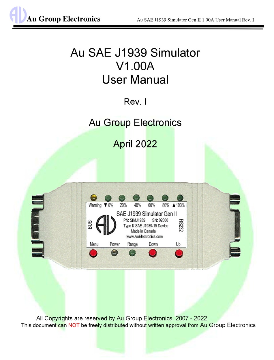 AU SAE J1939 USER MANUAL Pdf Download ManualsLib