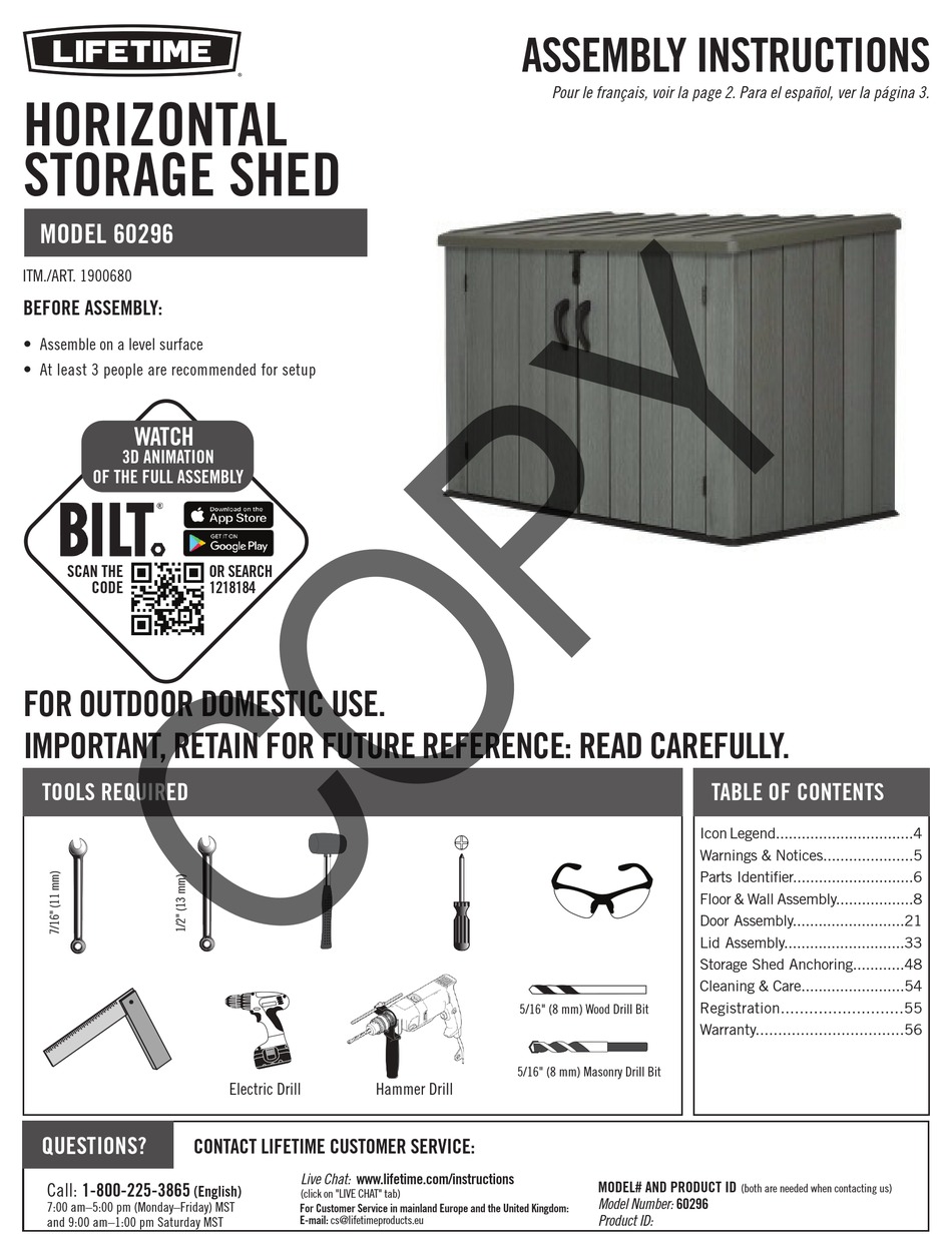 LIFETIME 60296 ASSEMBLY INSTRUCTIONS MANUAL Pdf Download ManualsLib