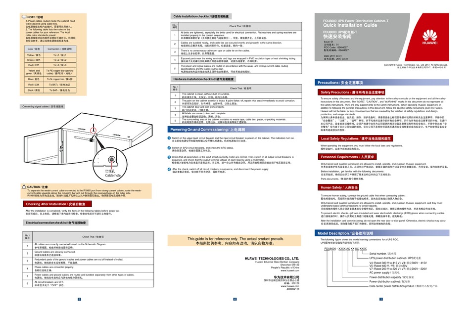 HUAWEI PDU8000 QUICK INSTALLATION MANUAL Pdf Download ManualsLib
