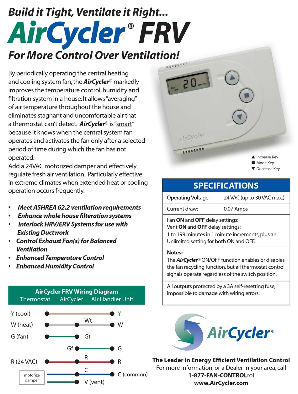 AIRCYCLER FRV USER MANUAL Pdf Download ManualsLib