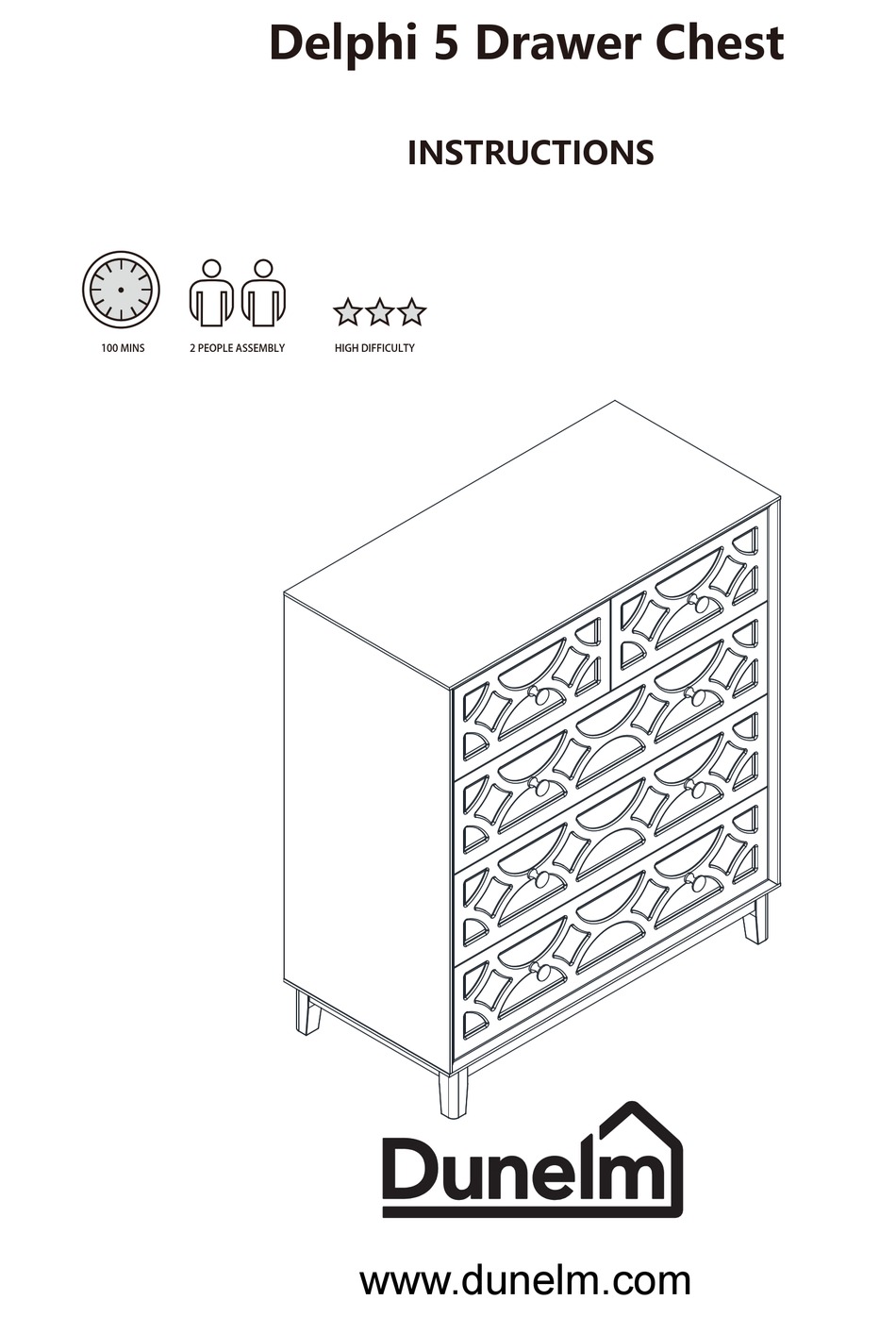 DUNELM DELPHI 5 DRAWER CHEST INSTRUCTIONS MANUAL Pdf Download ManualsLib