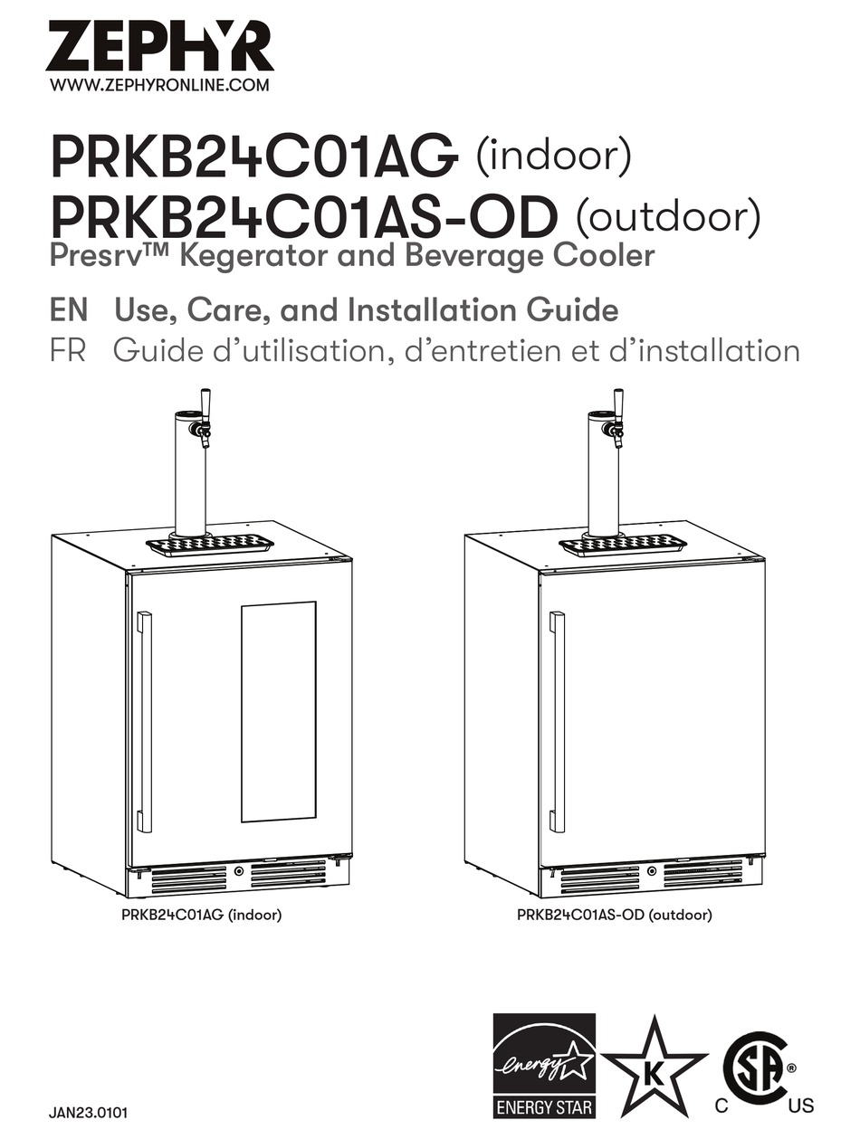 ZEPHYR PRESRV PRKB24C01AG USE, CARE AND INSTALLATION MANUAL Pdf Download ManualsLib