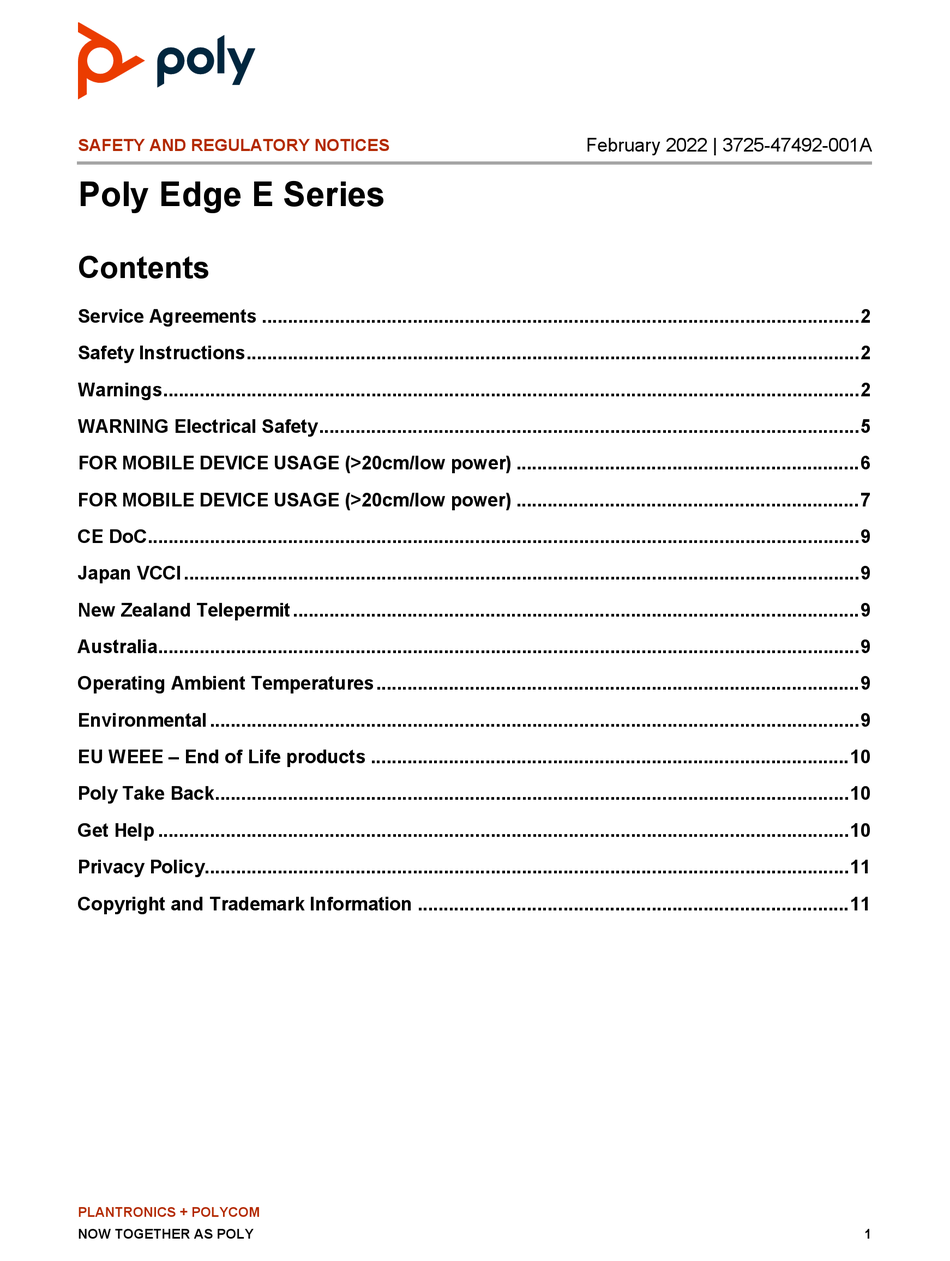 POLY EDGE E SERIES QUICK START MANUAL Pdf Download ManualsLib
