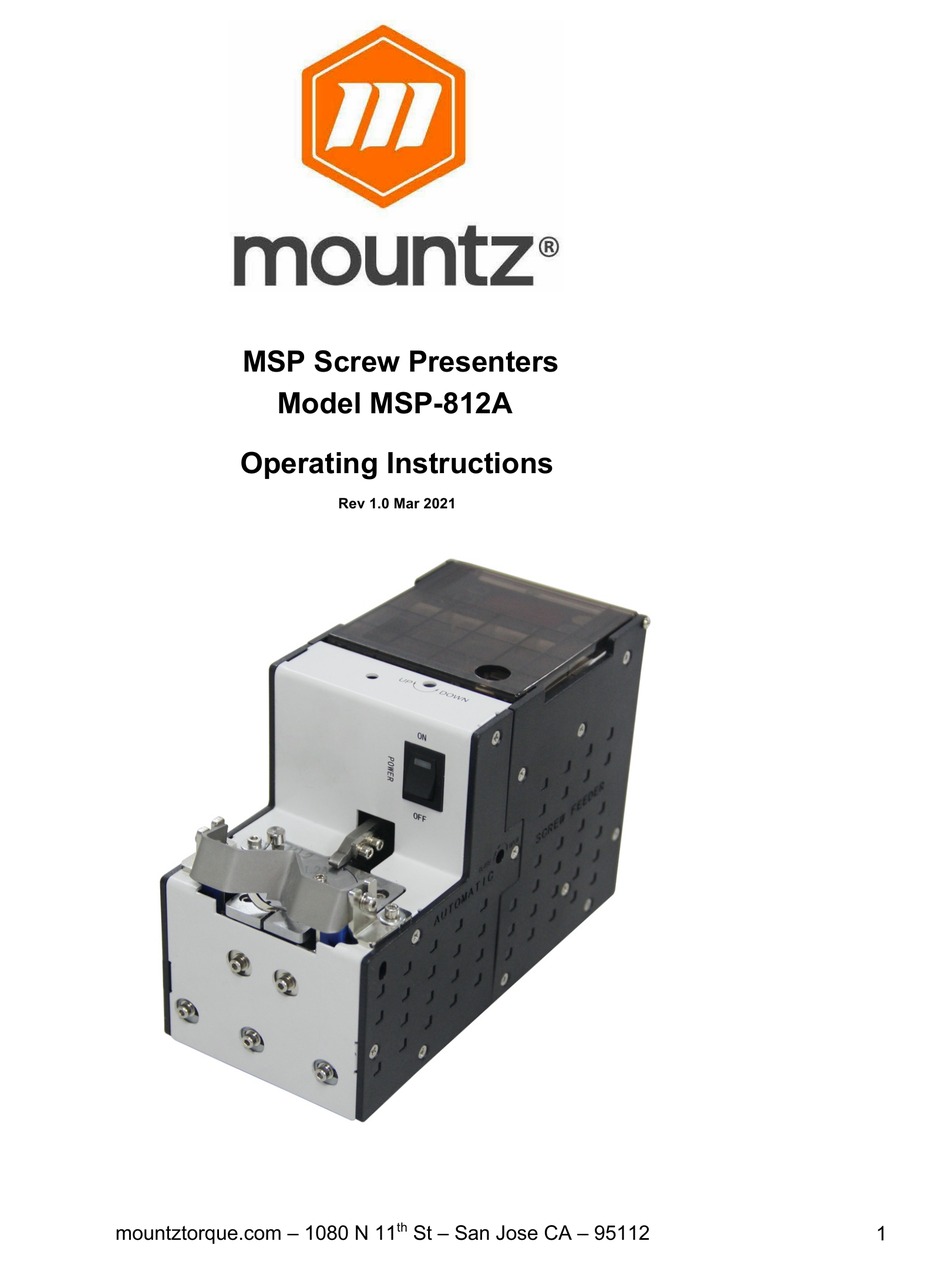 MOUNTZ MSP812A OPERATING INSTRUCTIONS MANUAL Pdf Download ManualsLib