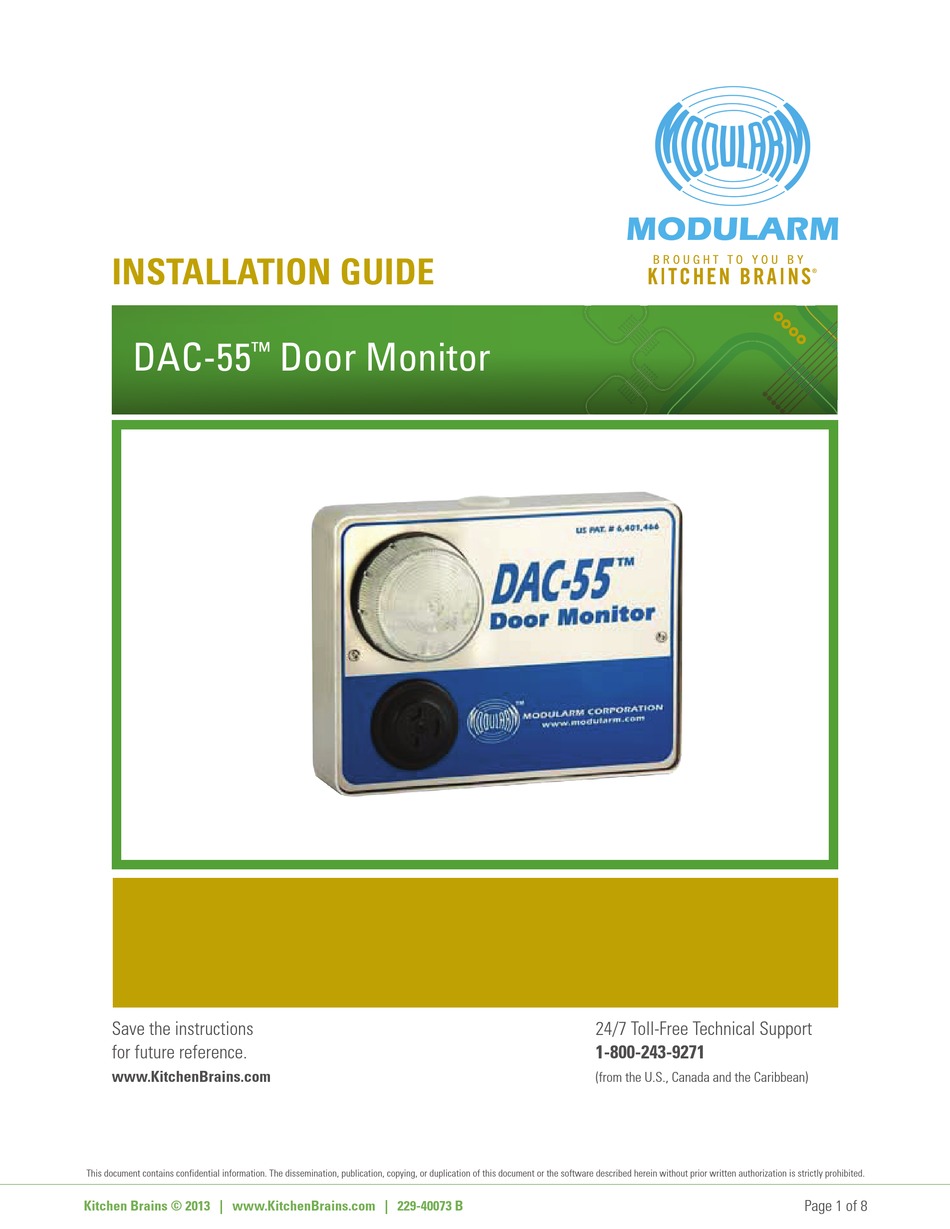 KITCHEN BRAINS MODULARM DAC55 INSTALLATION MANUAL Pdf Download