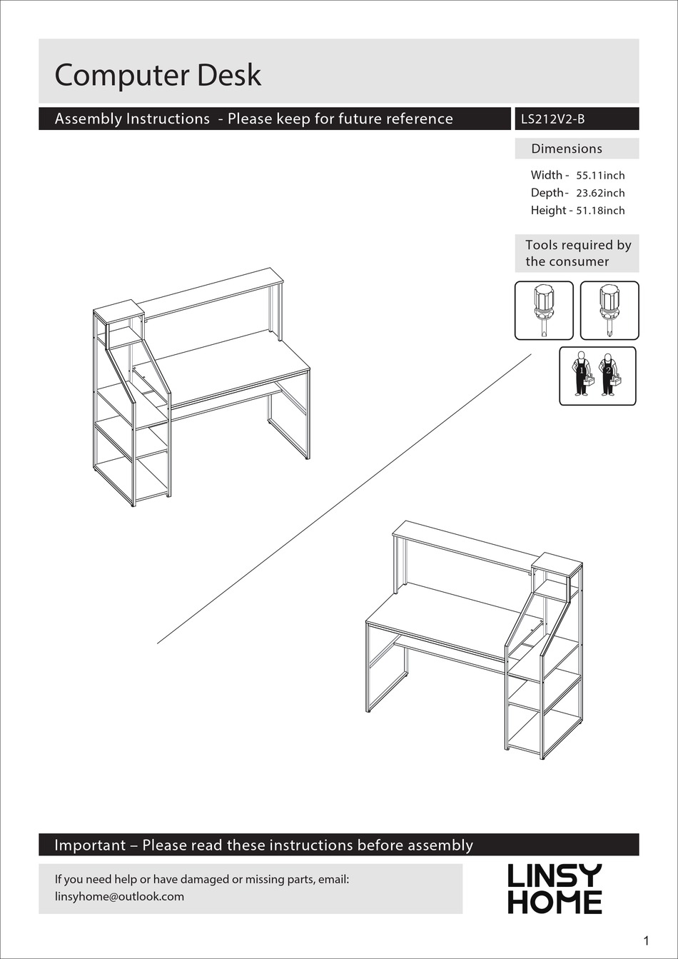 LINSY HOME LS212V2-B ASSEMBLY INSTRUCTIONS MANUAL Pdf Download | ManualsLib