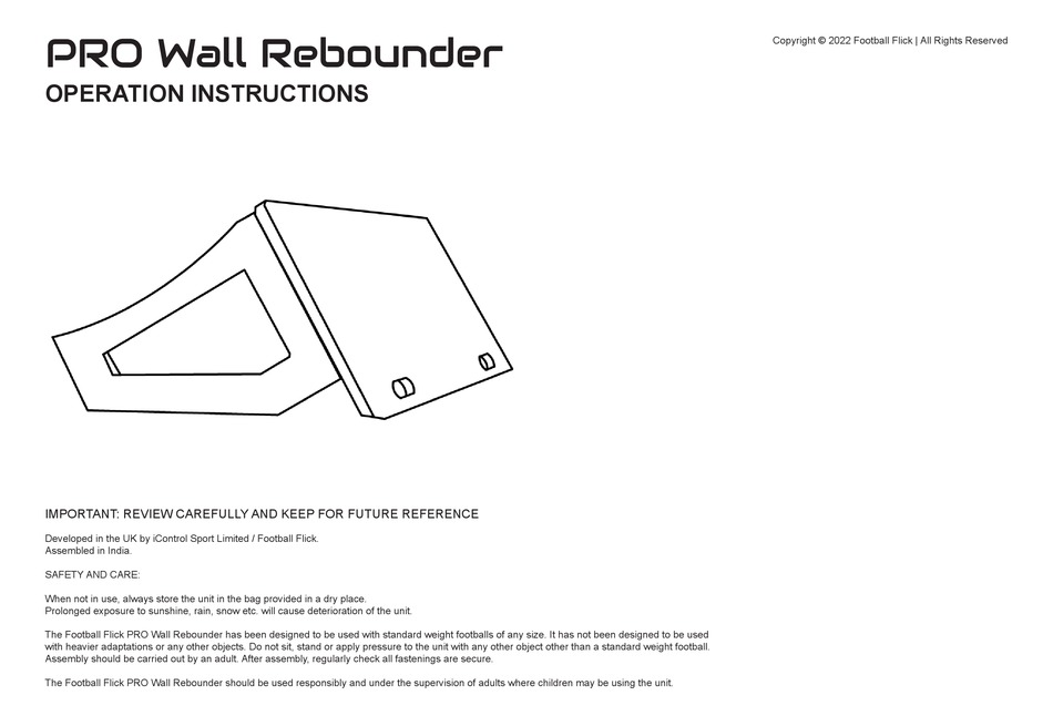 FLICK PRO WALL REBOUNDER OPERATION INSTRUCTIONS Pdf Download ManualsLib