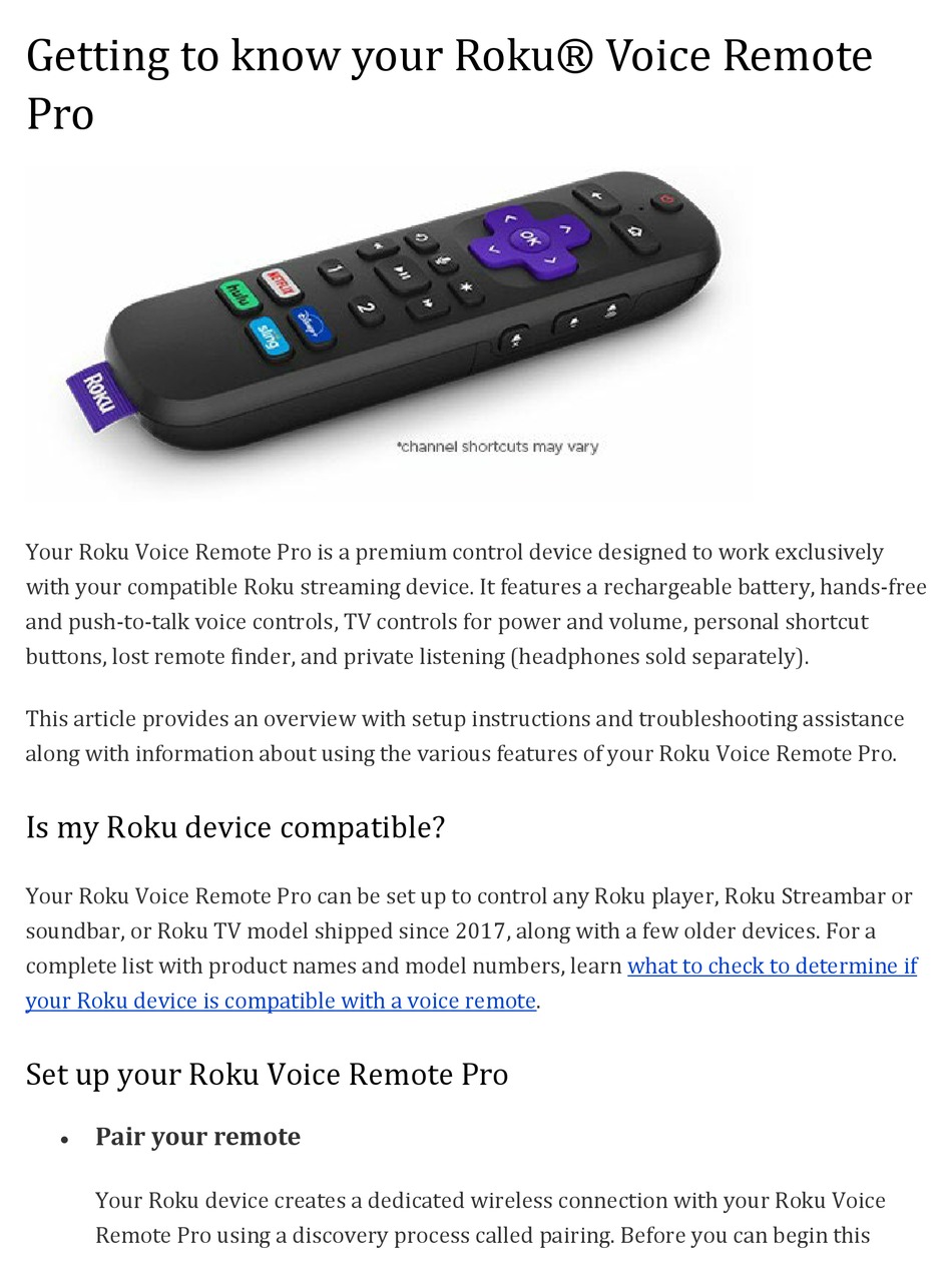 ROKU VOICE REMOTE PRO GETTING TO KNOW Pdf Download ManualsLib