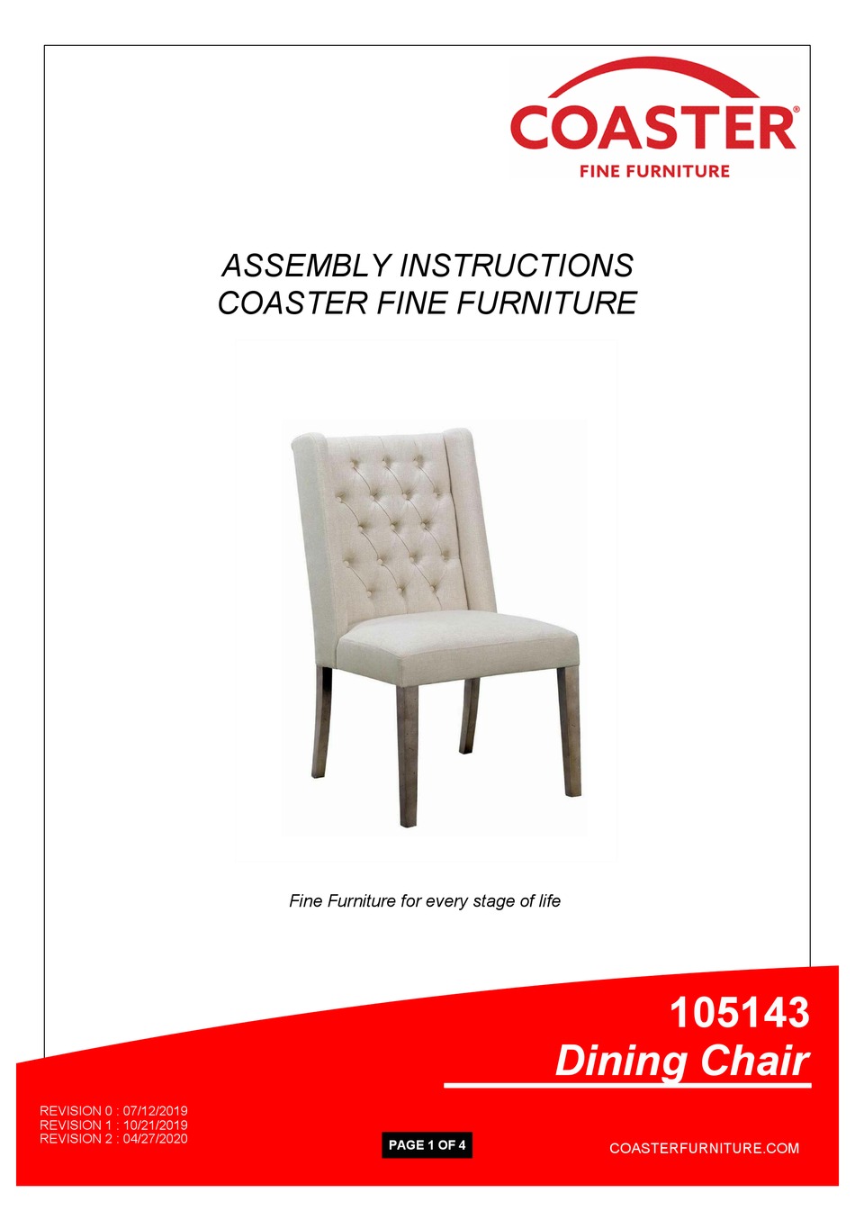 COASTER 105143 ASSEMBLY INSTRUCTIONS Pdf Download ManualsLib